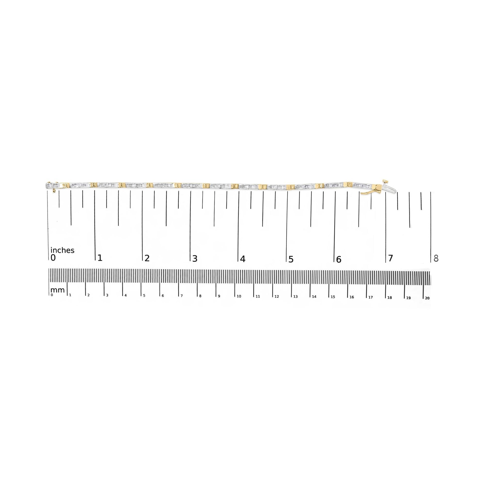 10k Yellow Gold 1.00 Cttw Baguette-Cut Channel Diamond Link Bracelet-4