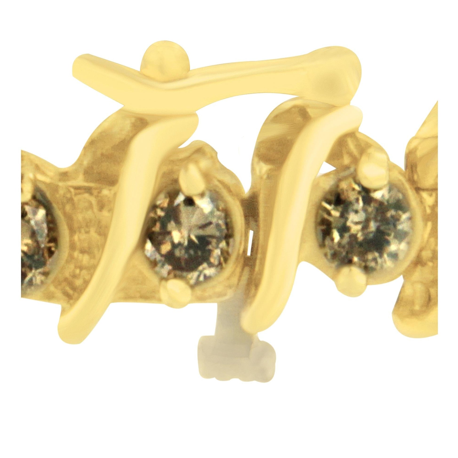 14K Yellow Gold Round-Cut Diamond 'S' Bracelet (6.00 cttw, Brown Color, I1-I2 Clarity)-1