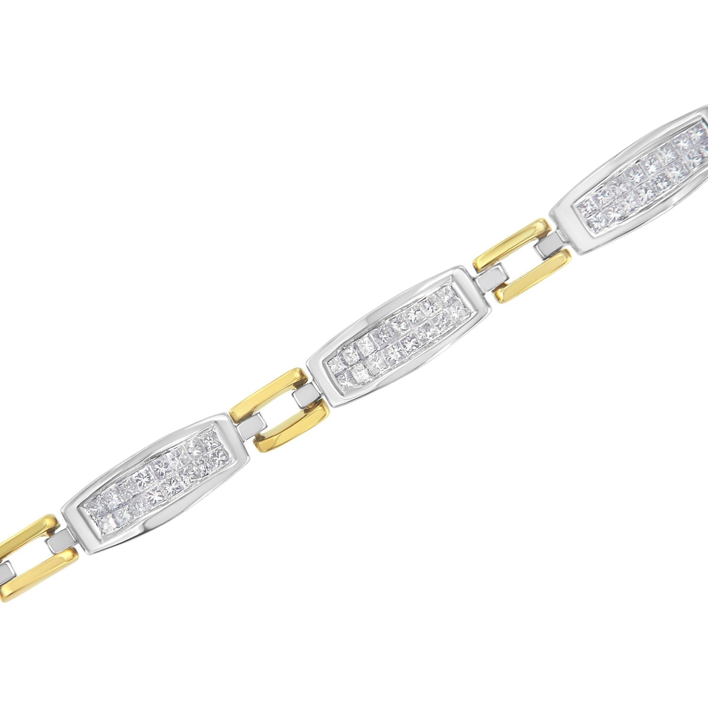 14K Yellow and White Gold 2.0 Cttw Princess Cut Diamond Tapered and Equal Sign Link Bracelet (G-H Color, SI1-SI2 Clarity) - 7"-4