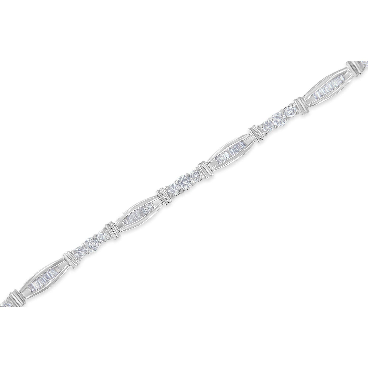 10K White Gold Geometric Pattern Diamond Tennis Bracelet (3 cttw, H-I Color, SI2-I1 Clarity)-3