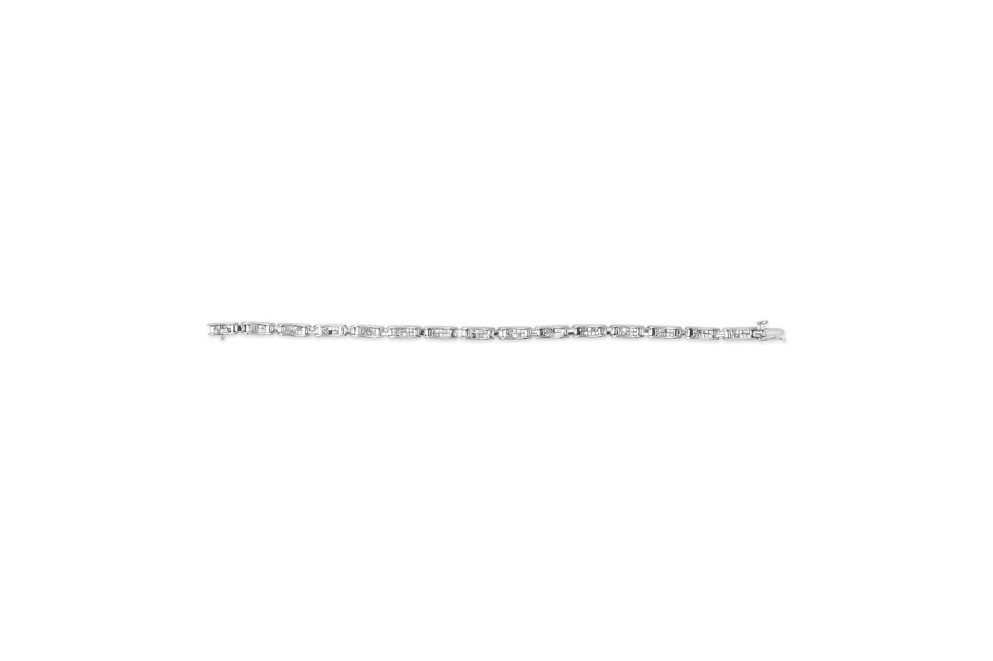 14K White Gold 2.0 Cttw Baguette and Princess-Cut Diamond Tennis Bracelet (H-I Color, SI1-SI2 Clarity) - 7"-4
