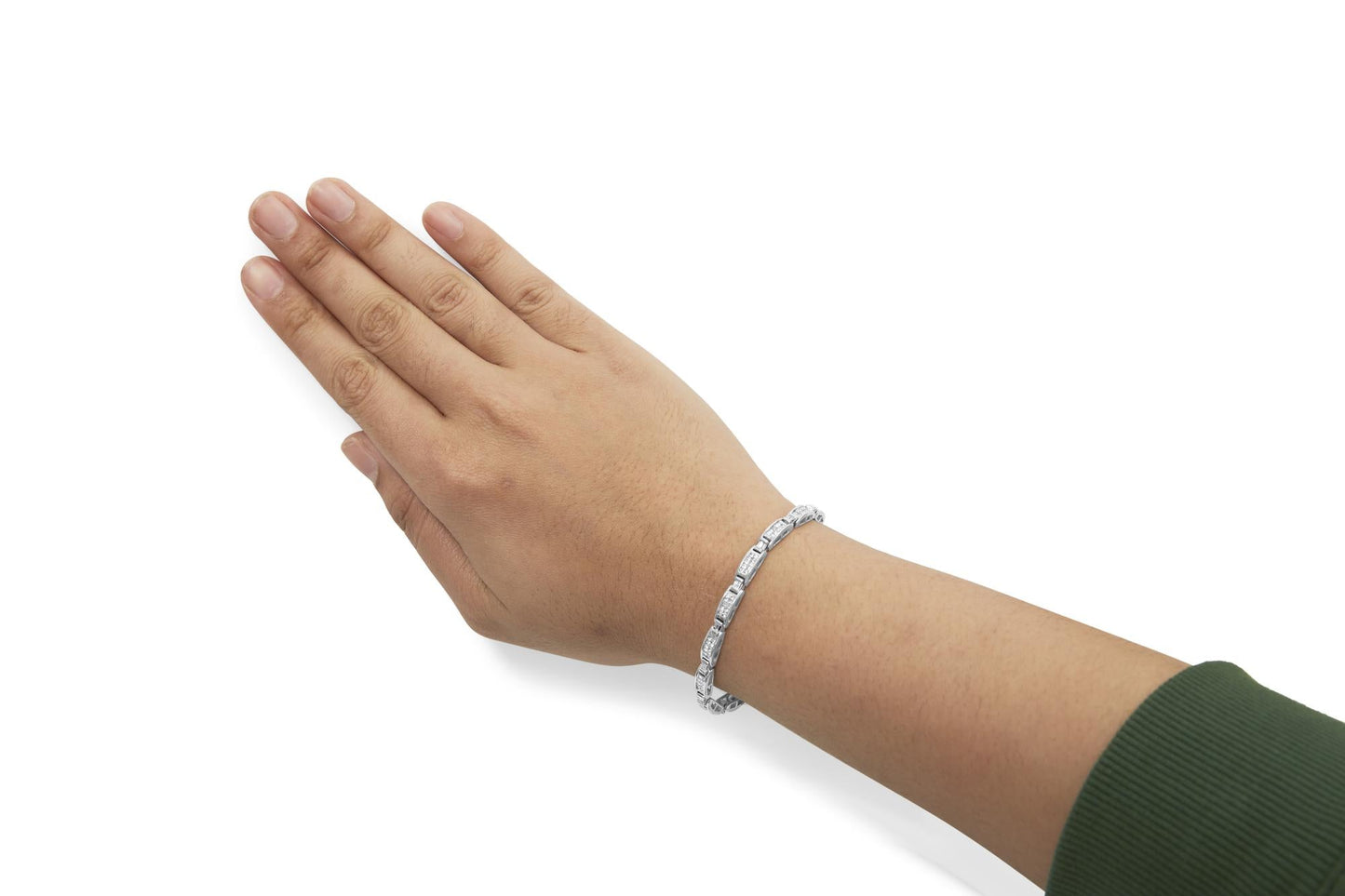 14K White Gold 2.0 Cttw Baguette and Princess-Cut Diamond Tennis Bracelet (H-I Color, SI1-SI2 Clarity) - 7"-2