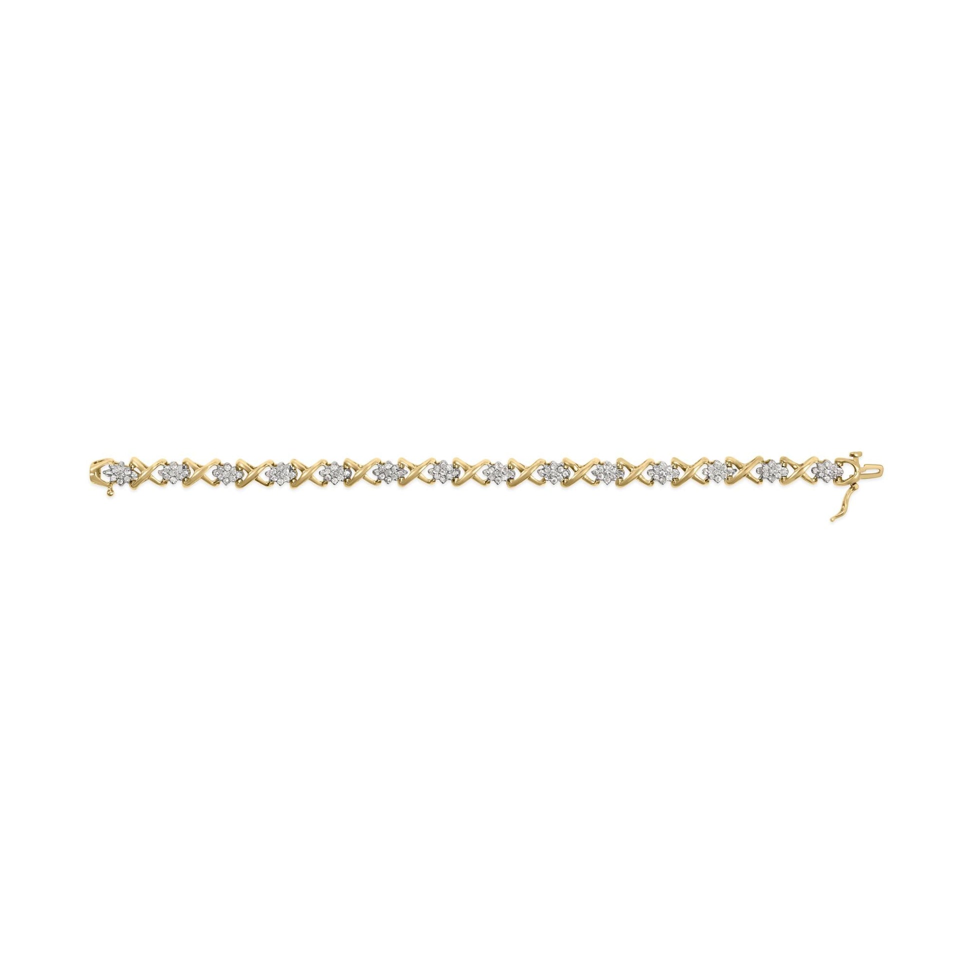10k Yellow Gold Plated .925 Sterling Silver 2.00 Cttw Round-Cut Diamond Link 7" Bracelet (H-I Color, I2-I3 Clarity)-4