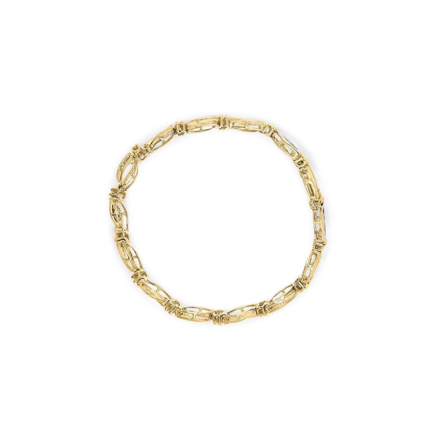 10K Yellow and White Gold 1/2 Cttw Channel Set Diamond Infinity Link 7" Tennis Bracelet (H-I Color, I1-I2 Clarity)-3