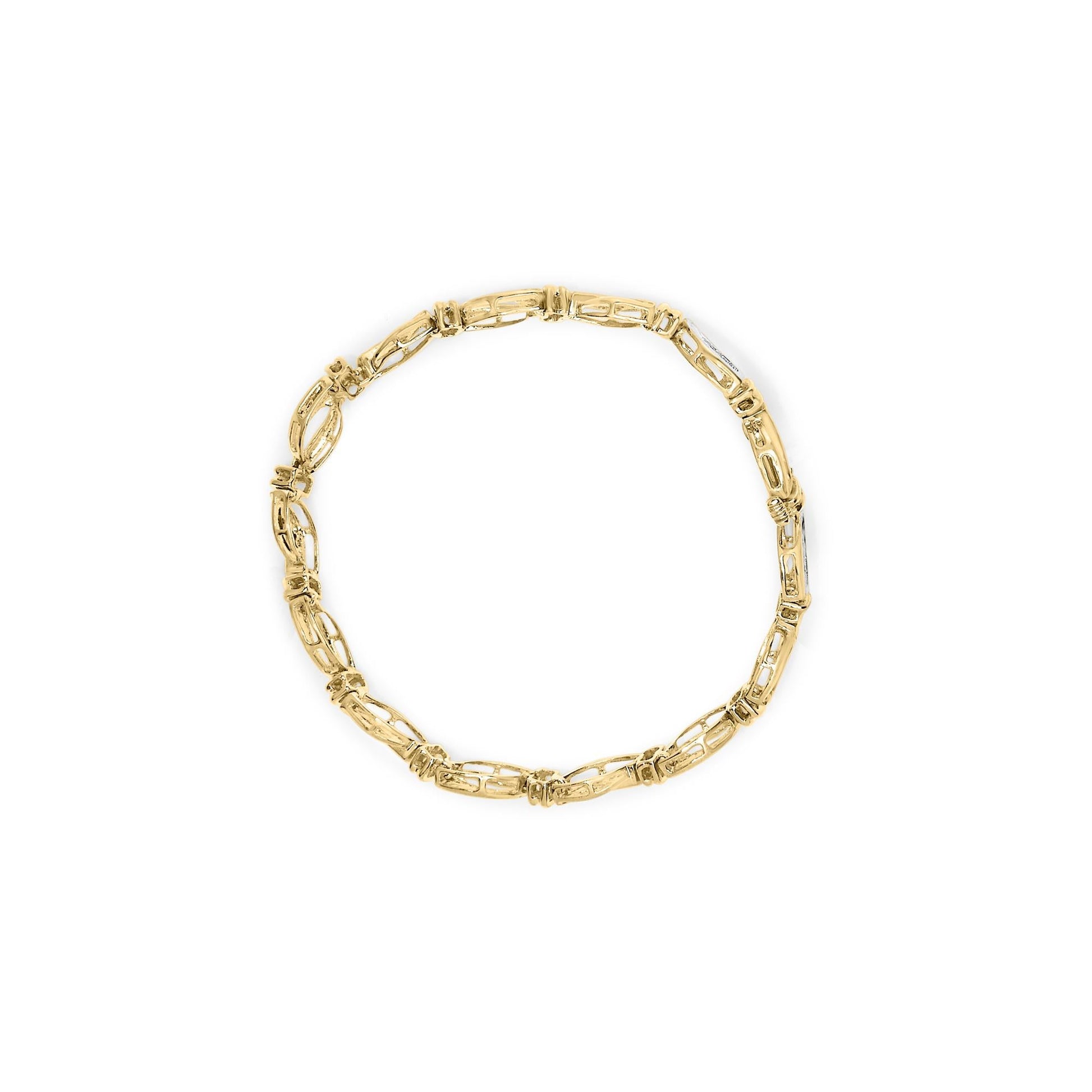 10K Yellow and White Gold 1/2 Cttw Channel Set Diamond Infinity Link 7" Tennis Bracelet (H-I Color, I1-I2 Clarity)-3