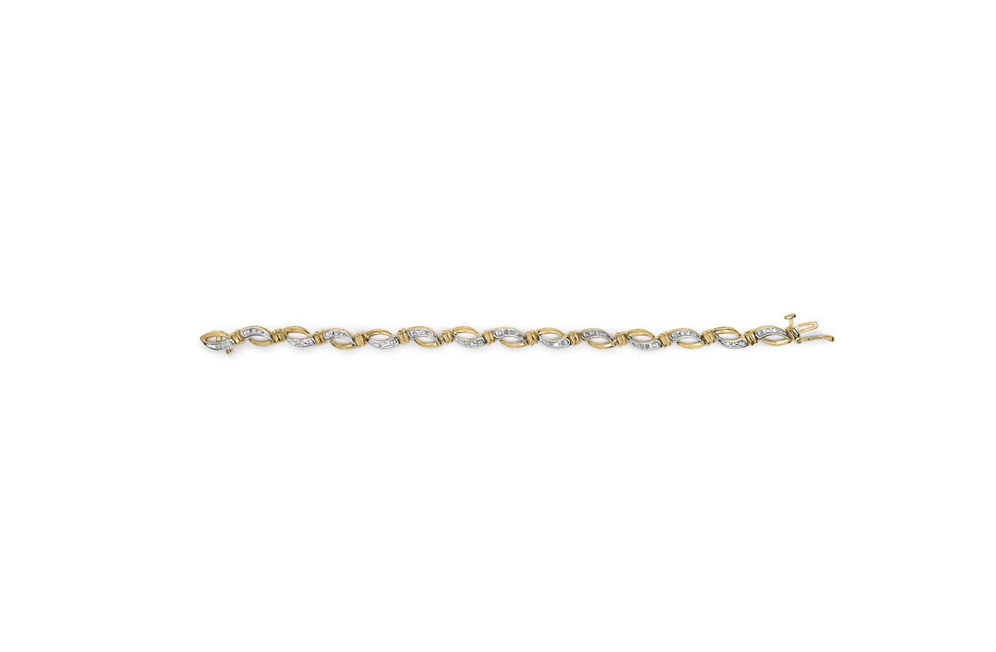 10K Yellow and White Gold 1/2 Cttw Channel Set Diamond Infinity Link 7" Tennis Bracelet (H-I Color, I1-I2 Clarity)-4
