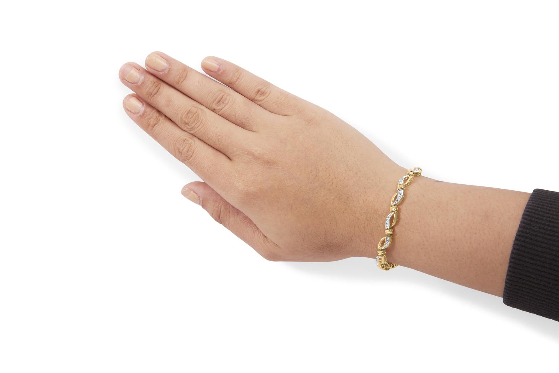 10K Yellow and White Gold 1/2 Cttw Channel Set Diamond Infinity Link 7" Tennis Bracelet (H-I Color, I1-I2 Clarity)-2