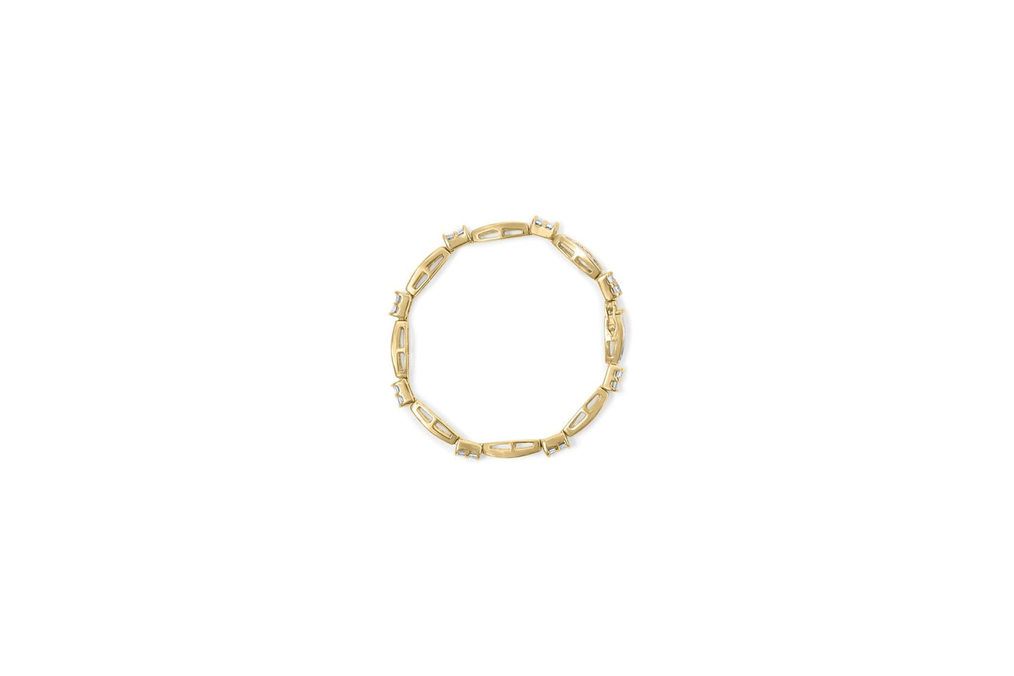 14K Yellow Gold Princess and Baguette Cut Diamond Beaded Bracelet (3.00 cttw, H-I Color, SI1-SI2 Clarity)-3
