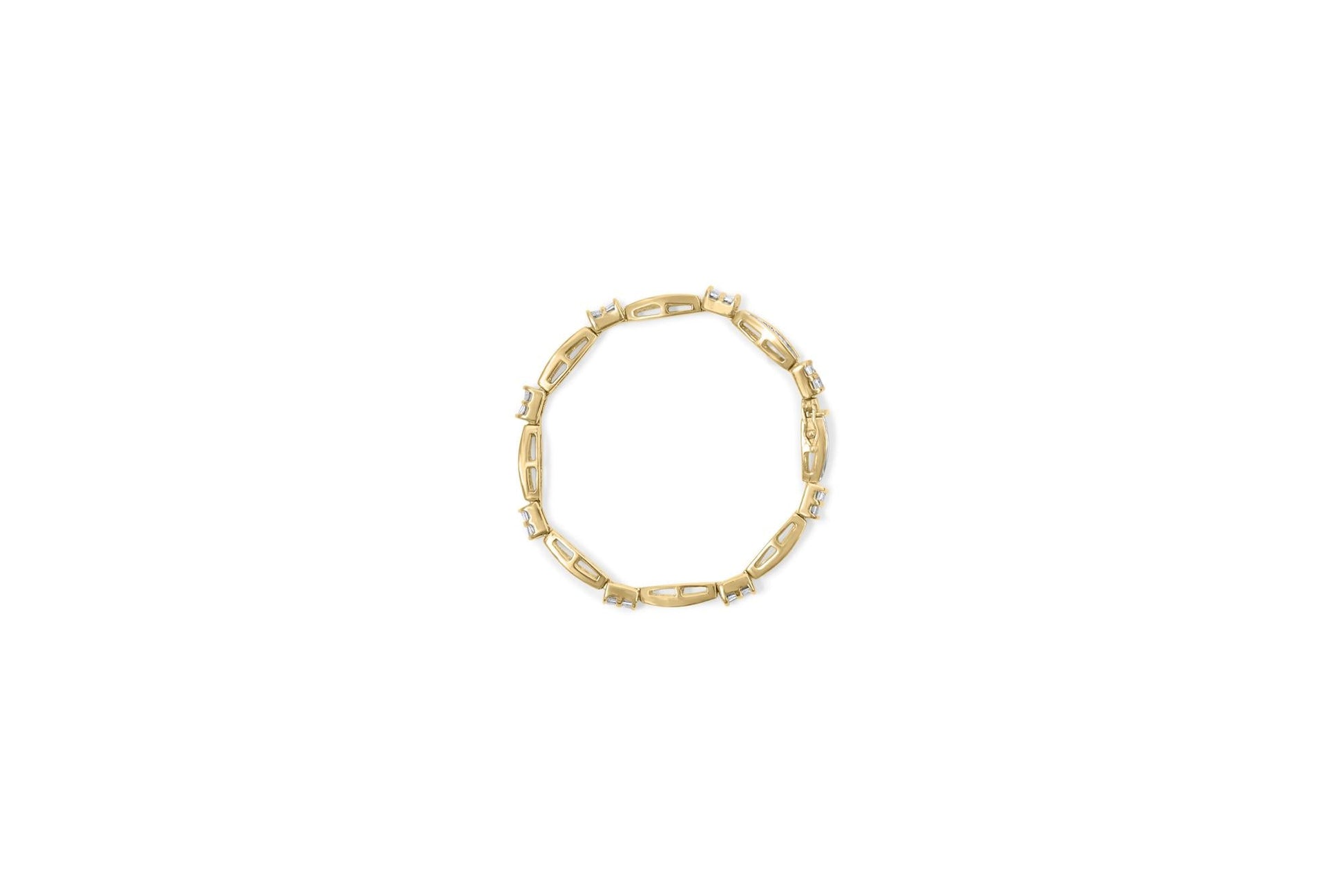 14K Yellow Gold Princess and Baguette Cut Diamond Beaded Bracelet (3.00 cttw, H-I Color, SI1-SI2 Clarity)-3