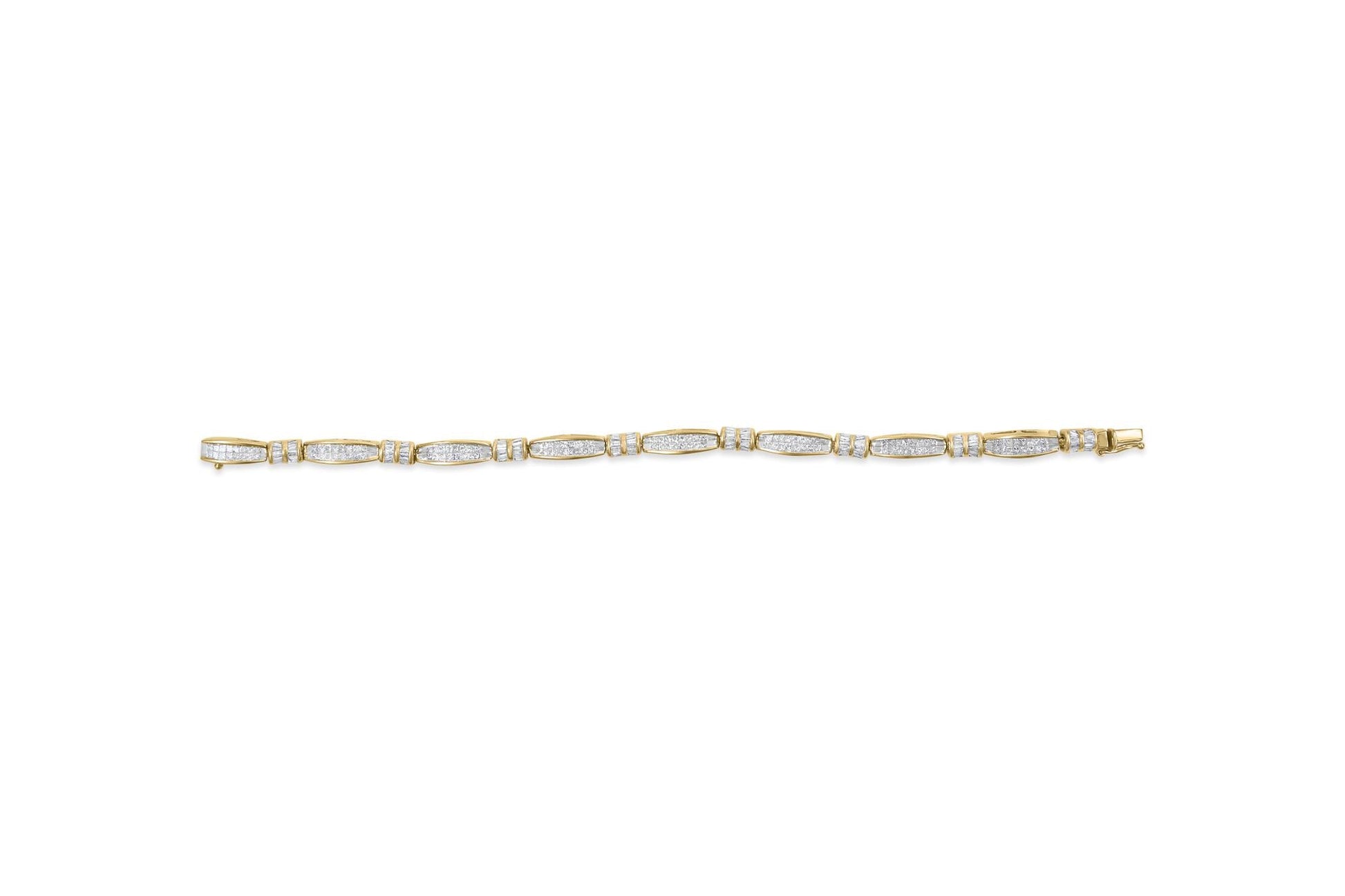 14K Yellow Gold Princess and Baguette Cut Diamond Beaded Bracelet (3.00 cttw, H-I Color, SI1-SI2 Clarity)-4