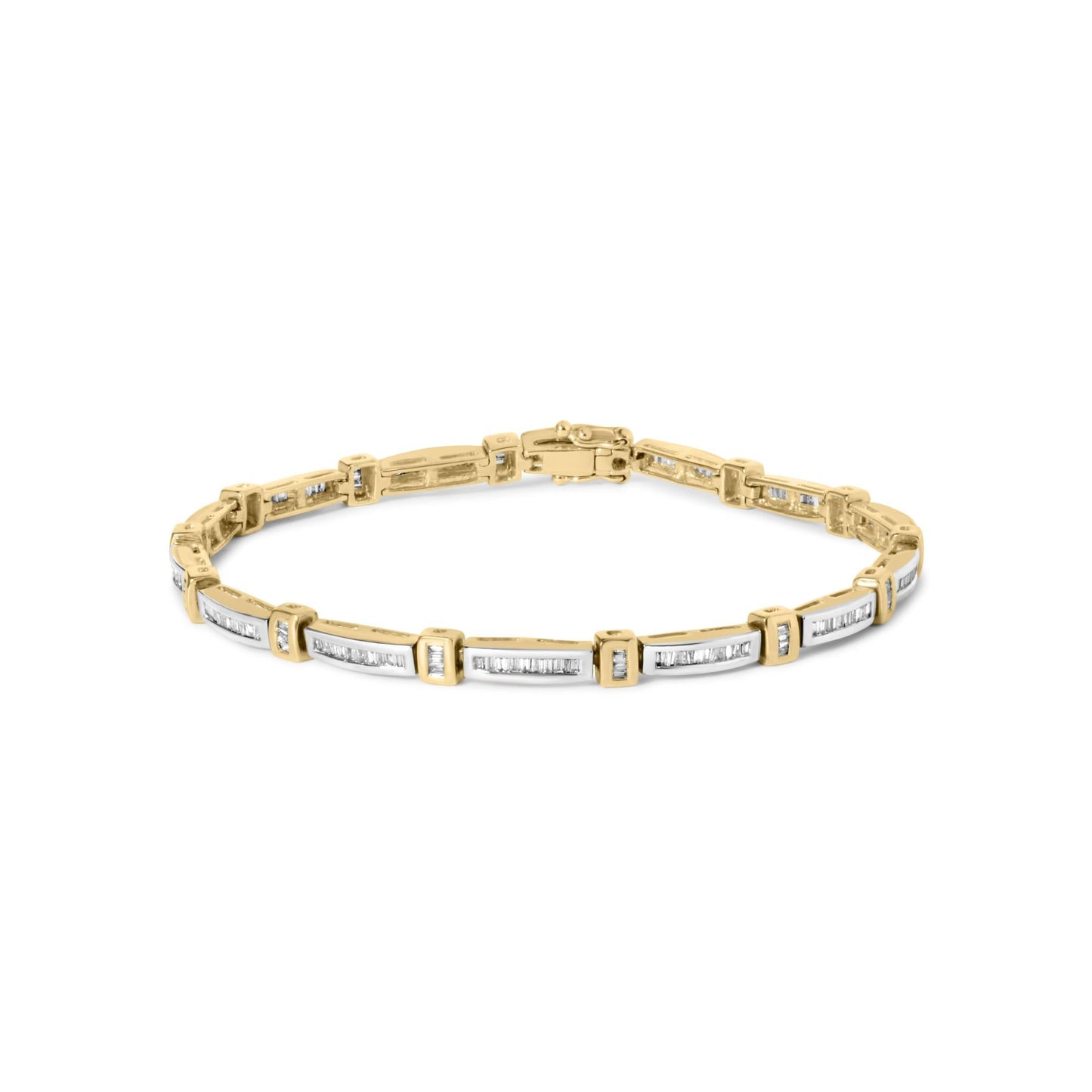 14K Yellow Gold 1.00 Cttw Baguette Diamond Channel Link Bracelet-0