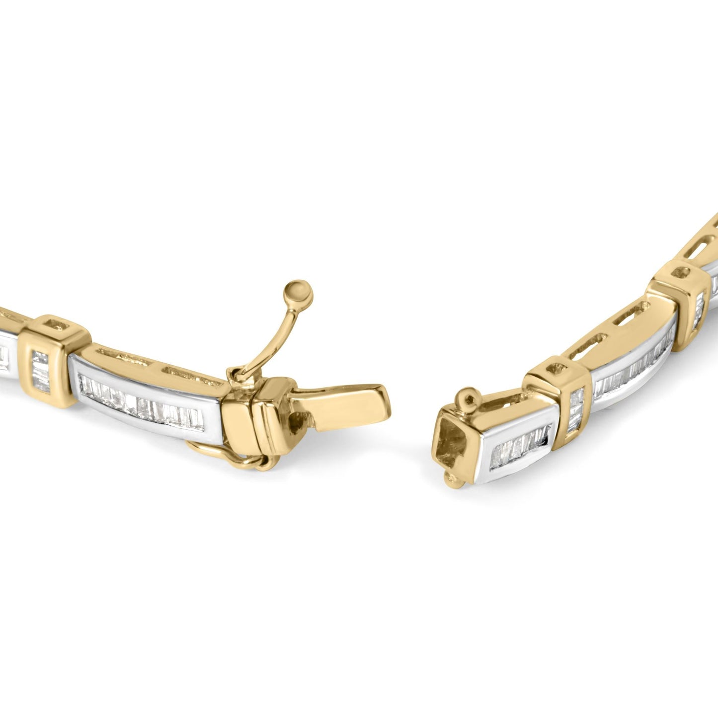 14K Yellow Gold 1.00 Cttw Baguette Diamond Channel Link Bracelet-1
