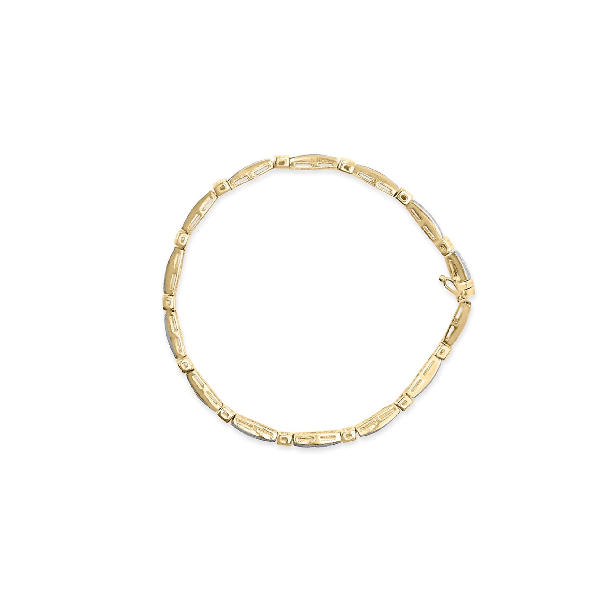 14K Yellow Gold 1.00 Cttw Baguette Diamond Channel Link Bracelet-3