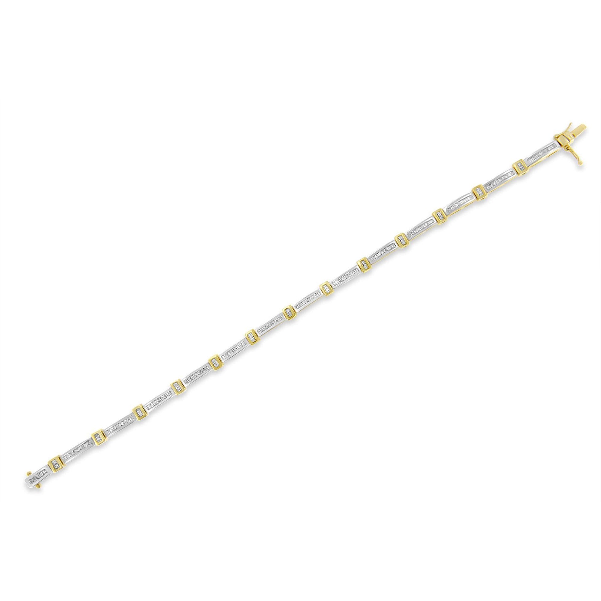 14K Yellow Gold 1.00 Cttw Baguette Diamond Channel Link Bracelet-4