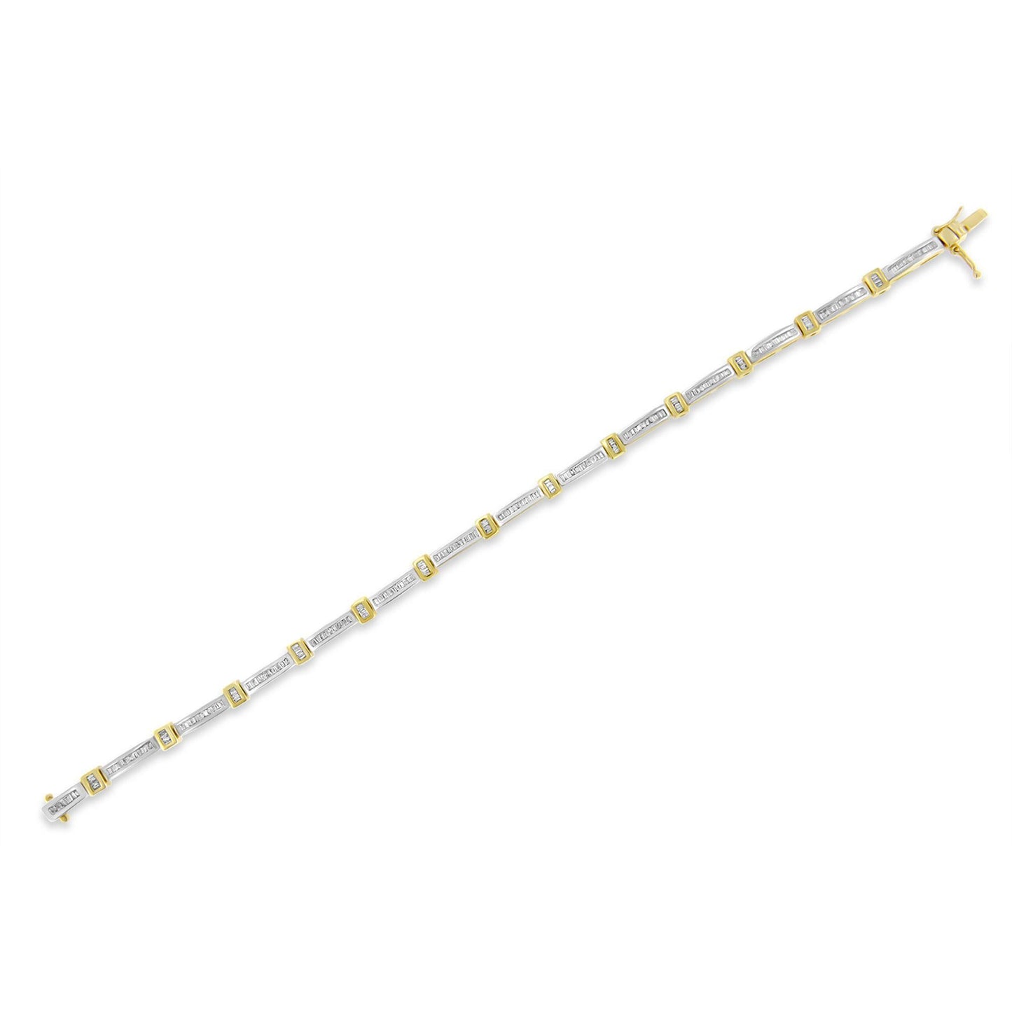 14K Yellow Gold 1.00 Cttw Baguette Diamond Channel Link Bracelet-4