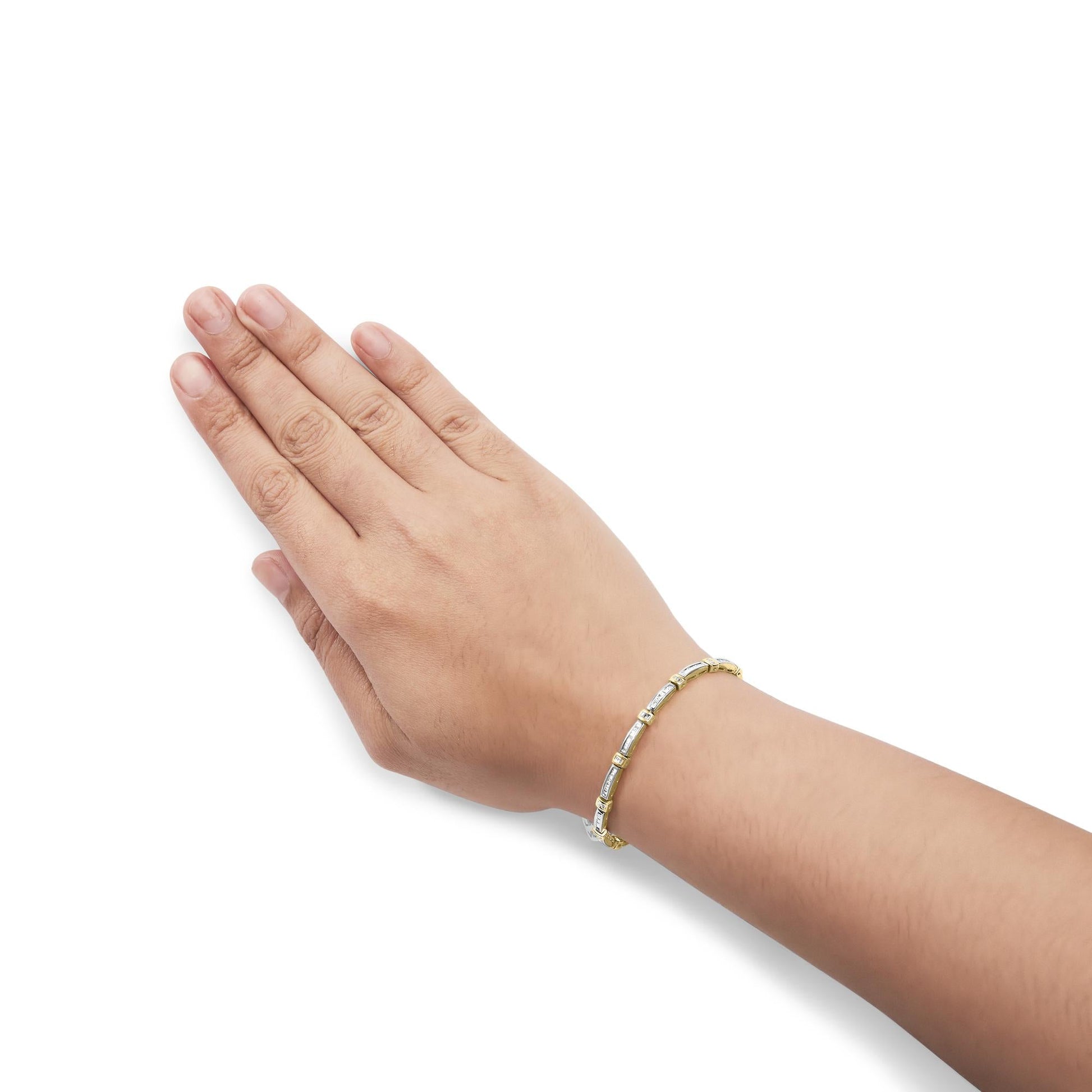 14K Yellow Gold 1.00 Cttw Baguette Diamond Channel Link Bracelet-2