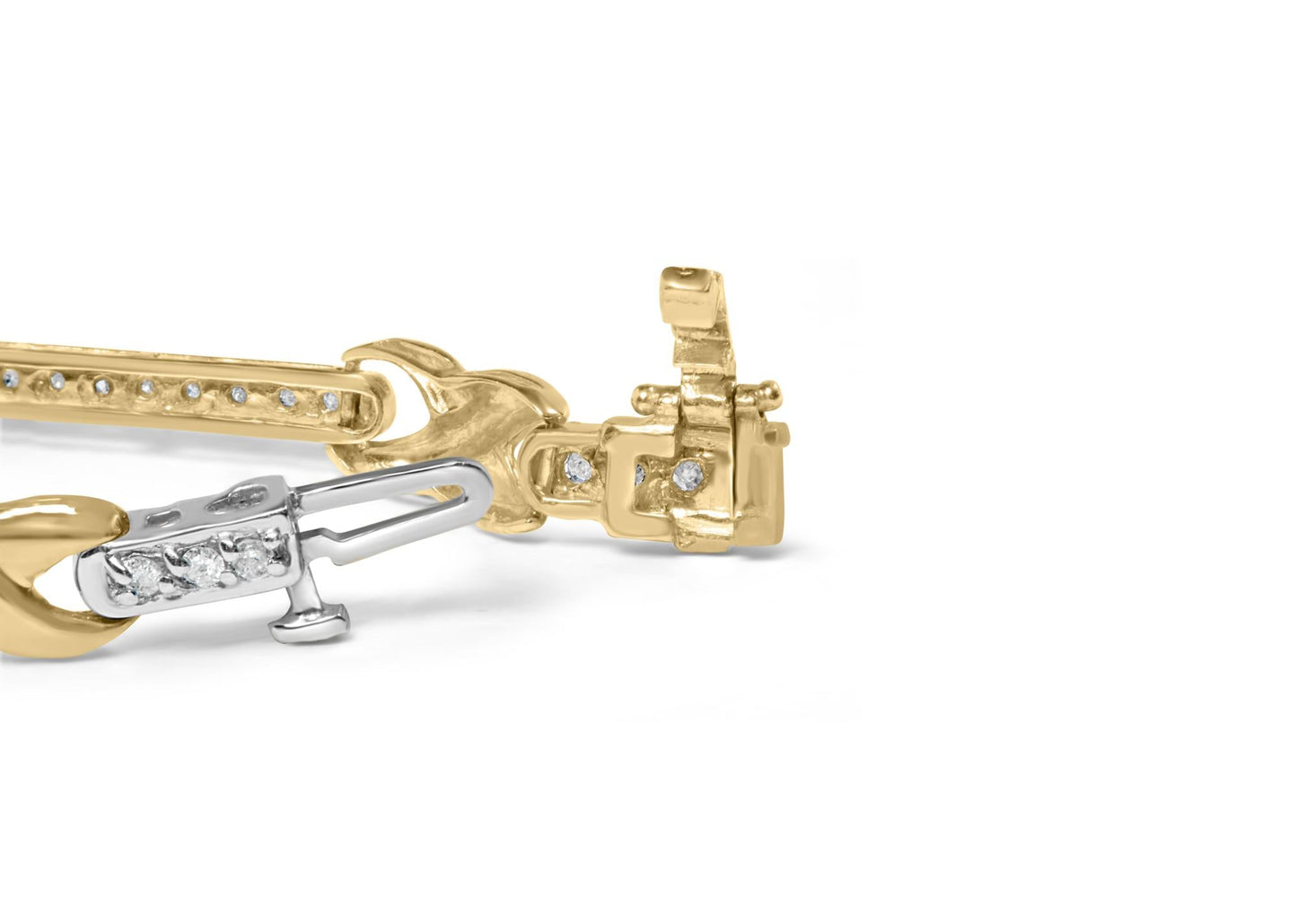 10K Yellow Gold 1.00 Cttw Pave Set Diamond Bar and  X-Link 7" Bracelet (I-J Color, I3 Quality)-1