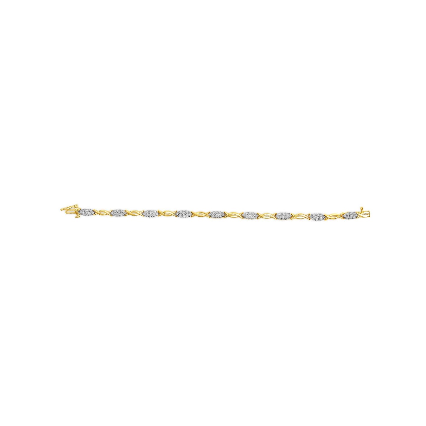 10K Yellow Gold 1.00 Cttw Round-Cut Diamond Spiral Link 7" Bracelet (H-I Color, I2-I3 Clarity)-3