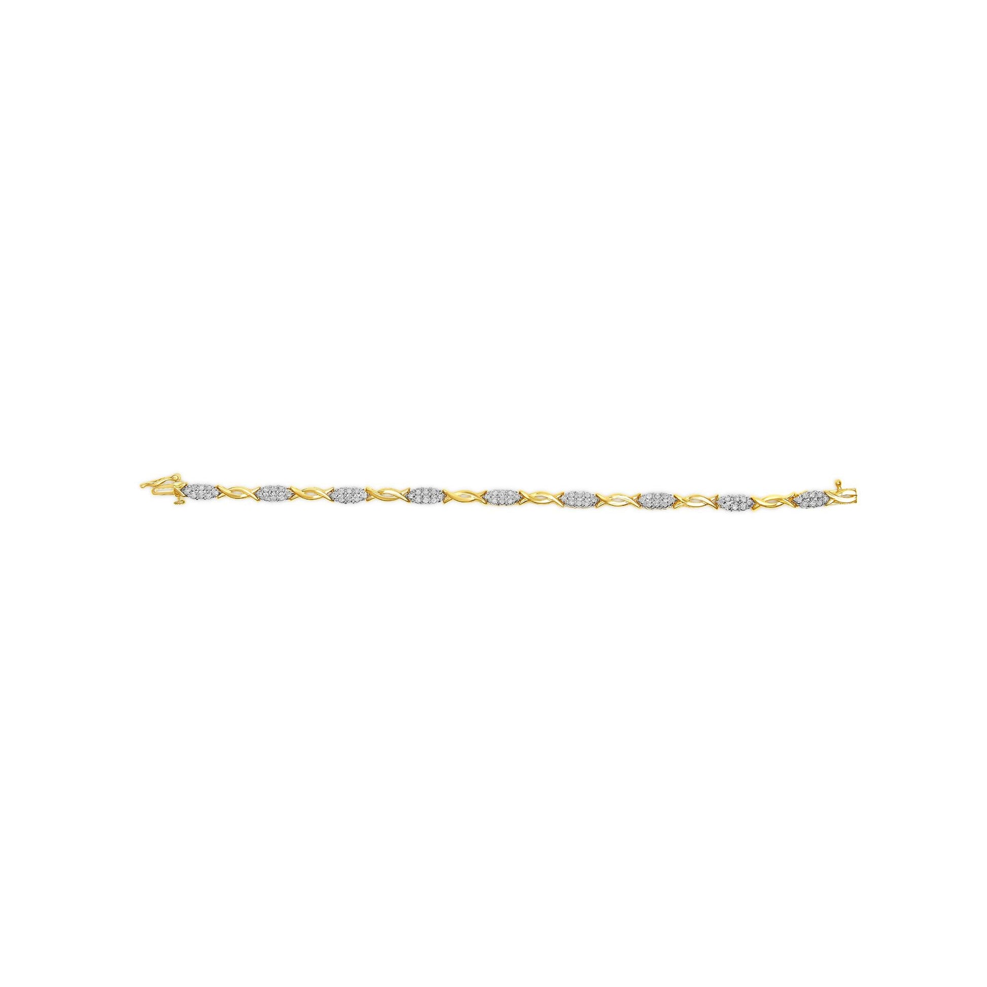 10K Yellow Gold 1.00 Cttw Round-Cut Diamond Spiral Link 7" Bracelet (H-I Color, I2-I3 Clarity)-3