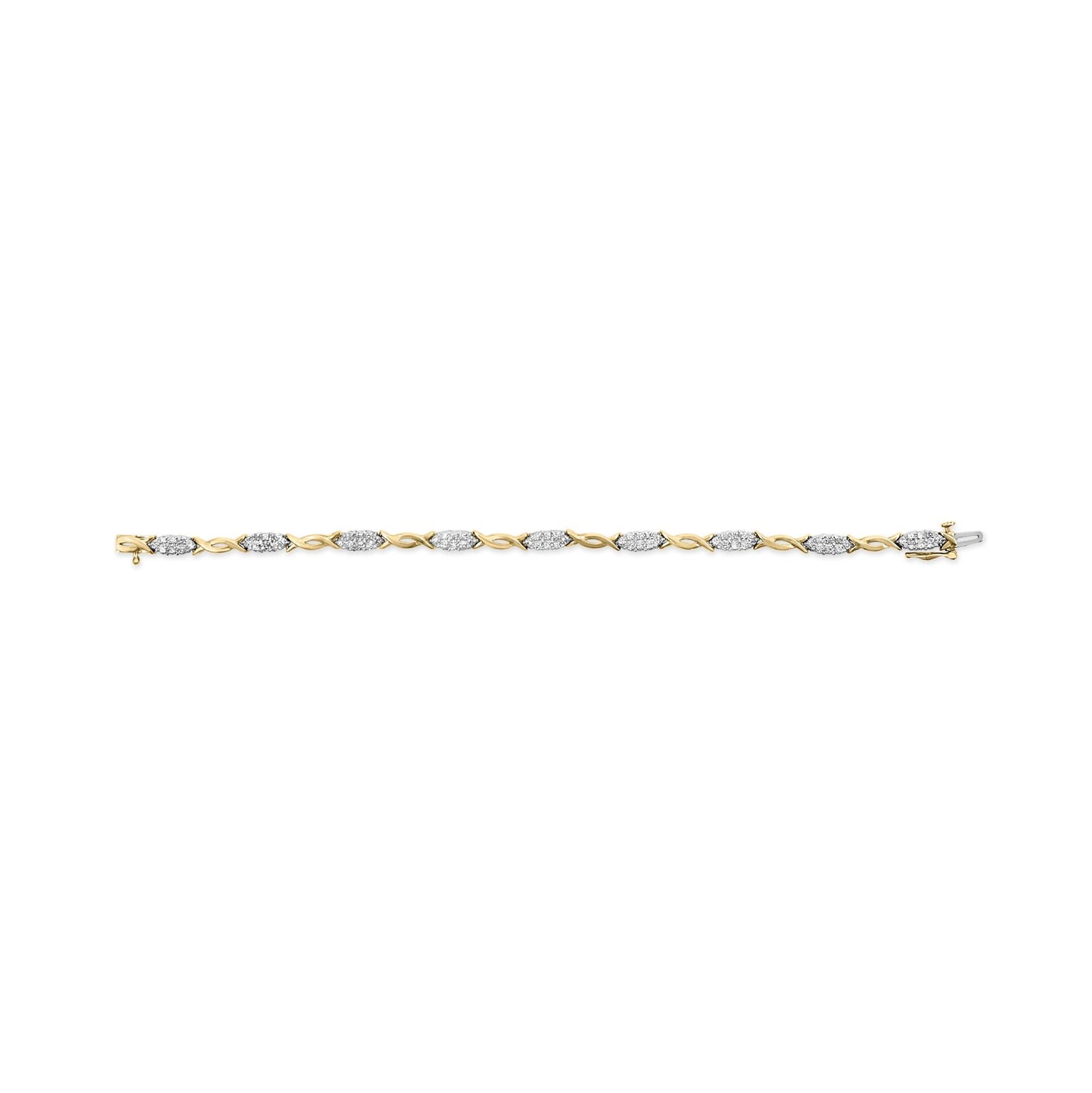 10K Yellow Gold 1.00 Cttw Round-Cut Diamond Spiral Link 7" Bracelet (H-I Color, I2-I3 Clarity)-4
