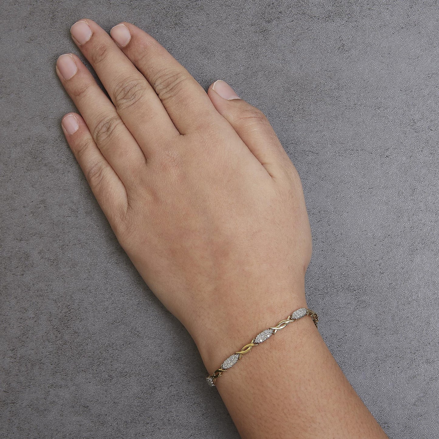 10K Yellow Gold 1.00 Cttw Round-Cut Diamond Spiral Link 7" Bracelet (H-I Color, I2-I3 Clarity)-2