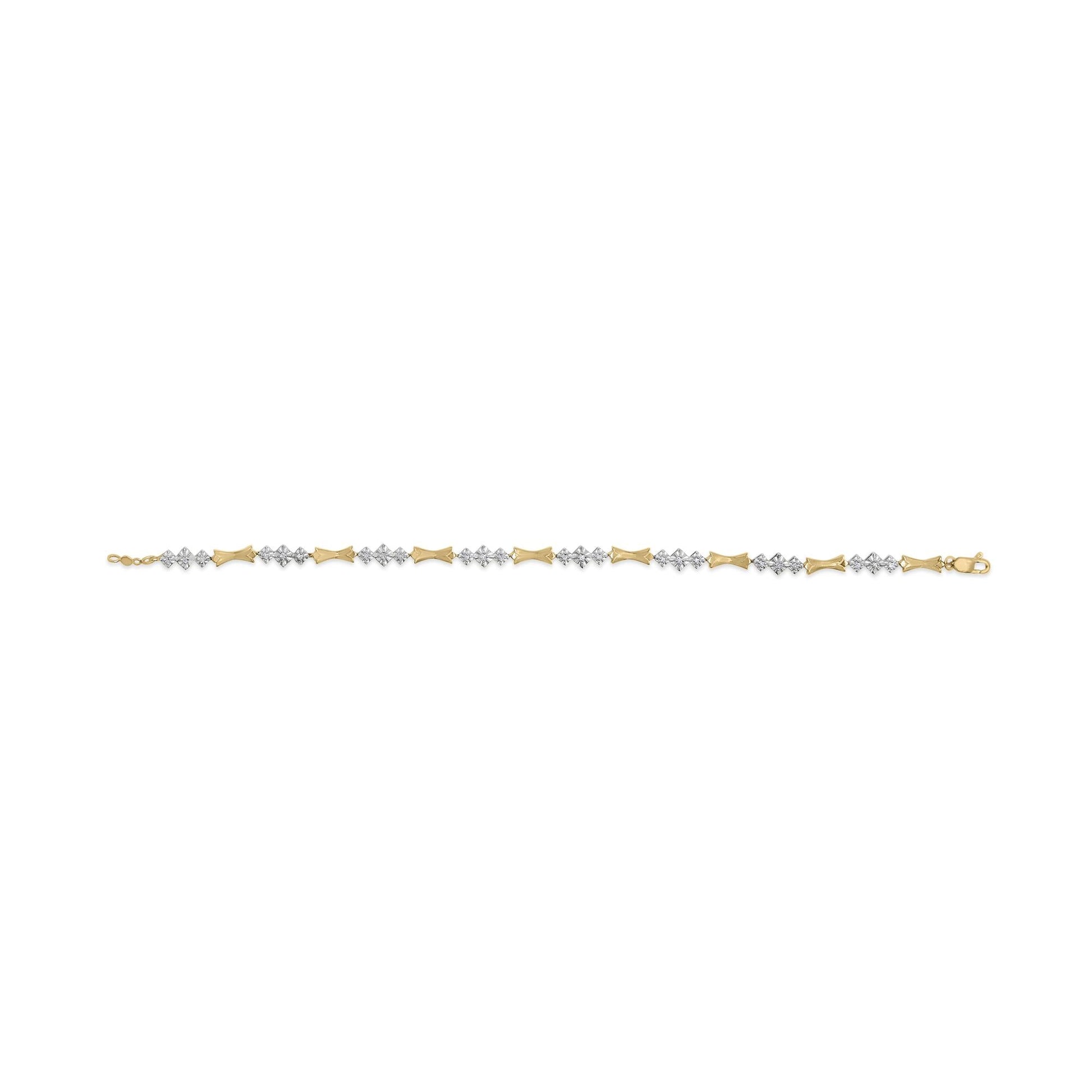 10k Gold 1/3 Cttw Diamond Miracle Set Alternating Bar and Link Bracelet (I-J Color, I1-I2 Clarity) - 7.75" Inches-4