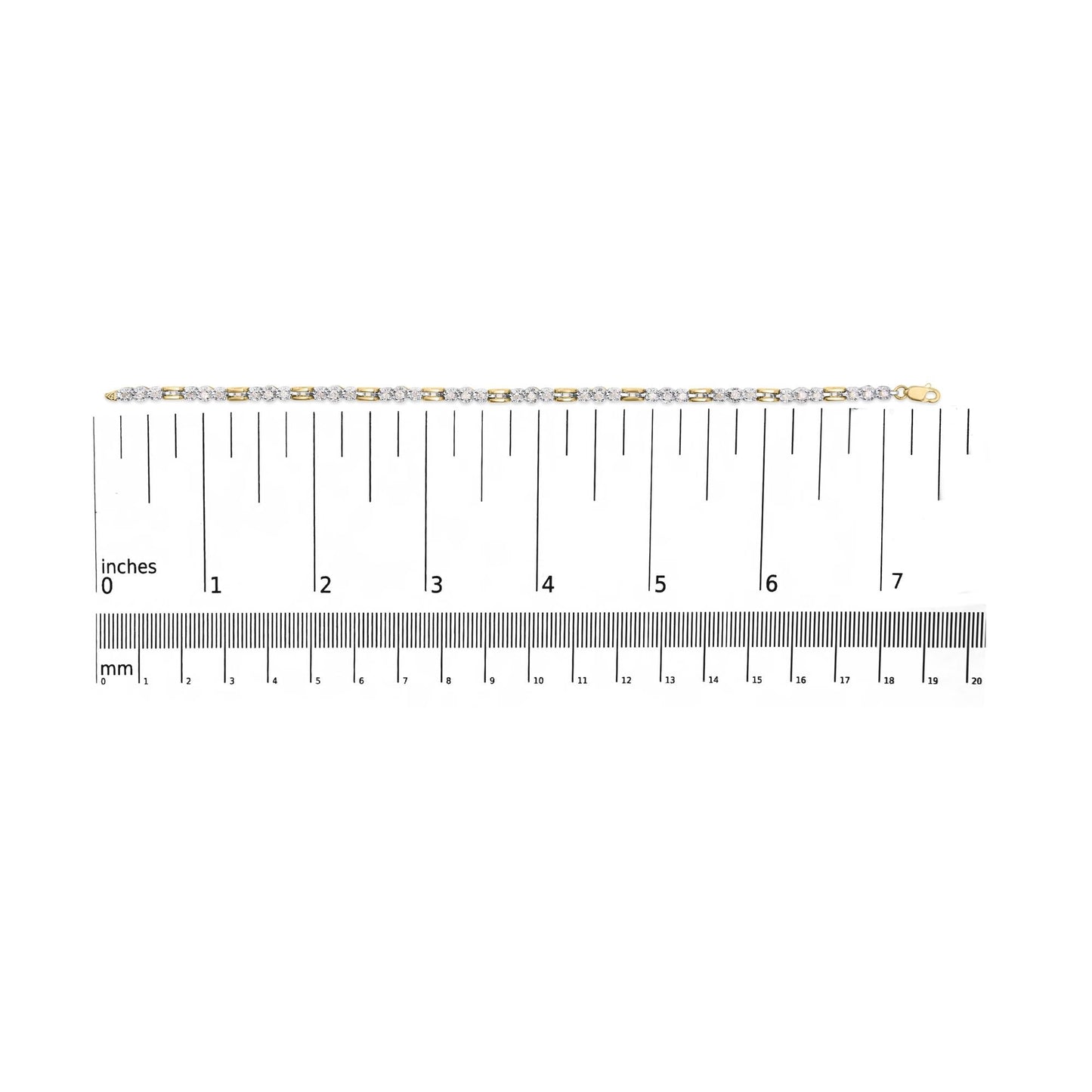 10k Yellow Gold 1.00 Cttw Diamond 3 Stone Link Bracelet (I-J Color, I1-I2 Clarity) -7.25" Inches-4