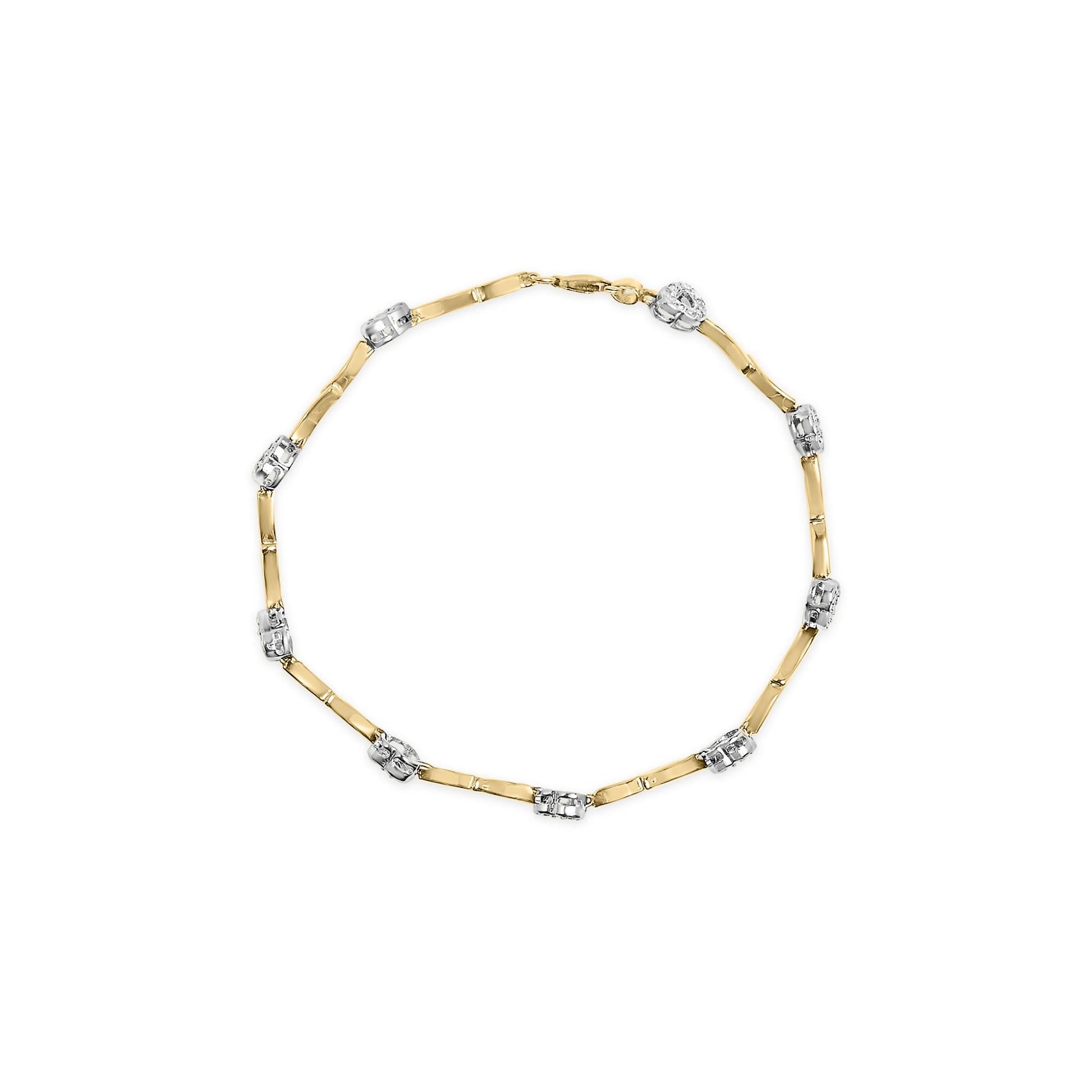 10k Two-Tone Gold 1/3 Cttw Diamond Pave Set Heart S-Link 7.25" Bracelet (I-J Color, I2-I3 Clarity)-3