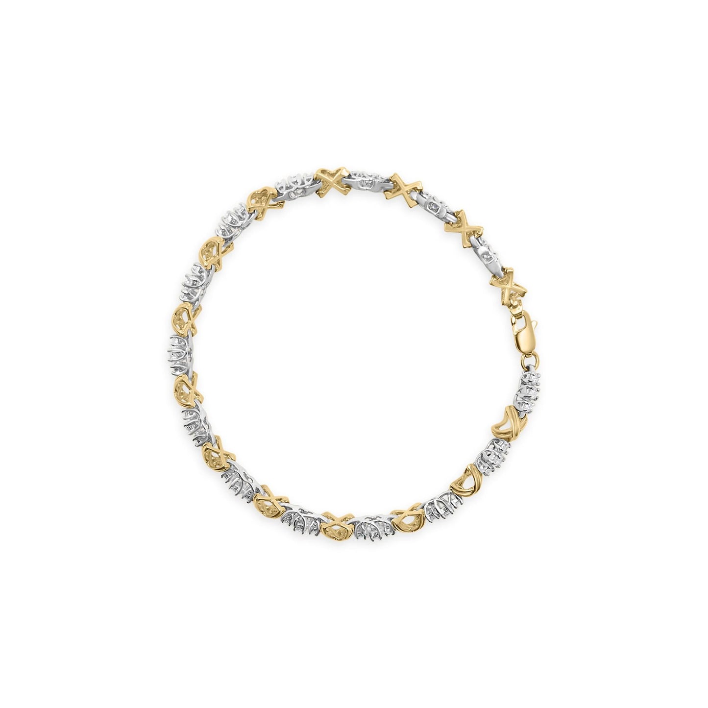 10K Two-Tone Gold 1.00 Cttw Diamond X-Link Link Bracelet-3