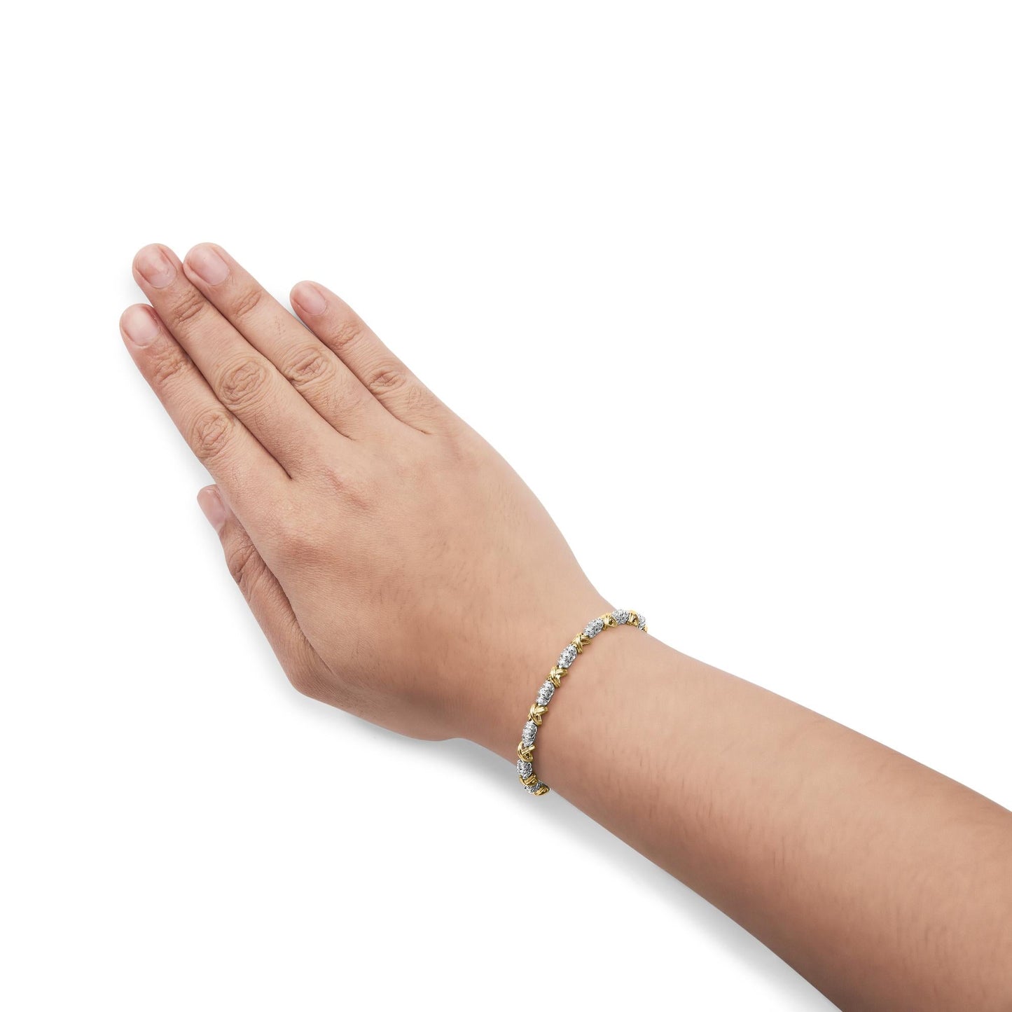 10K Two-Tone Gold 1.00 Cttw Diamond X-Link Link Bracelet-2