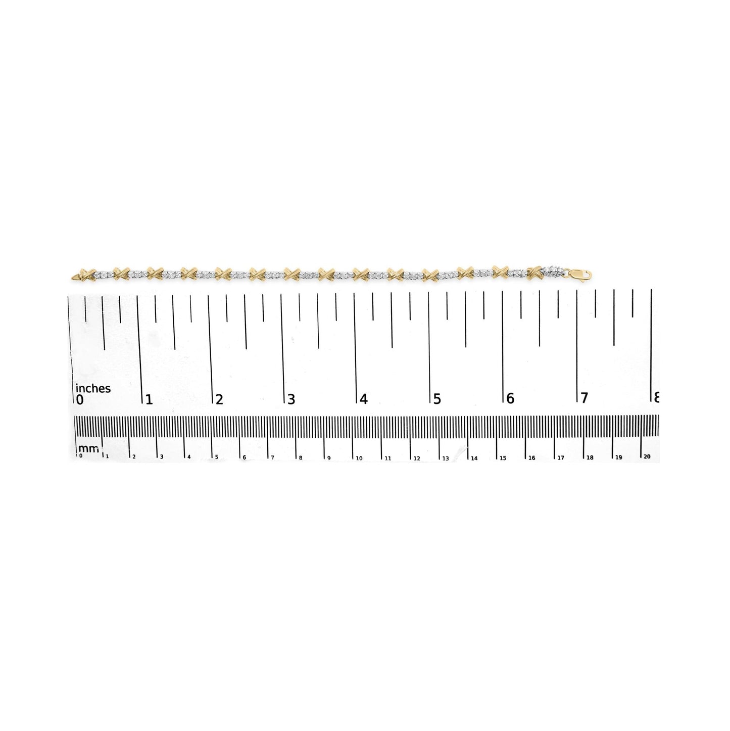 10K Two-Tone Gold 1.00 Cttw Diamond X-Link Link Bracelet-4