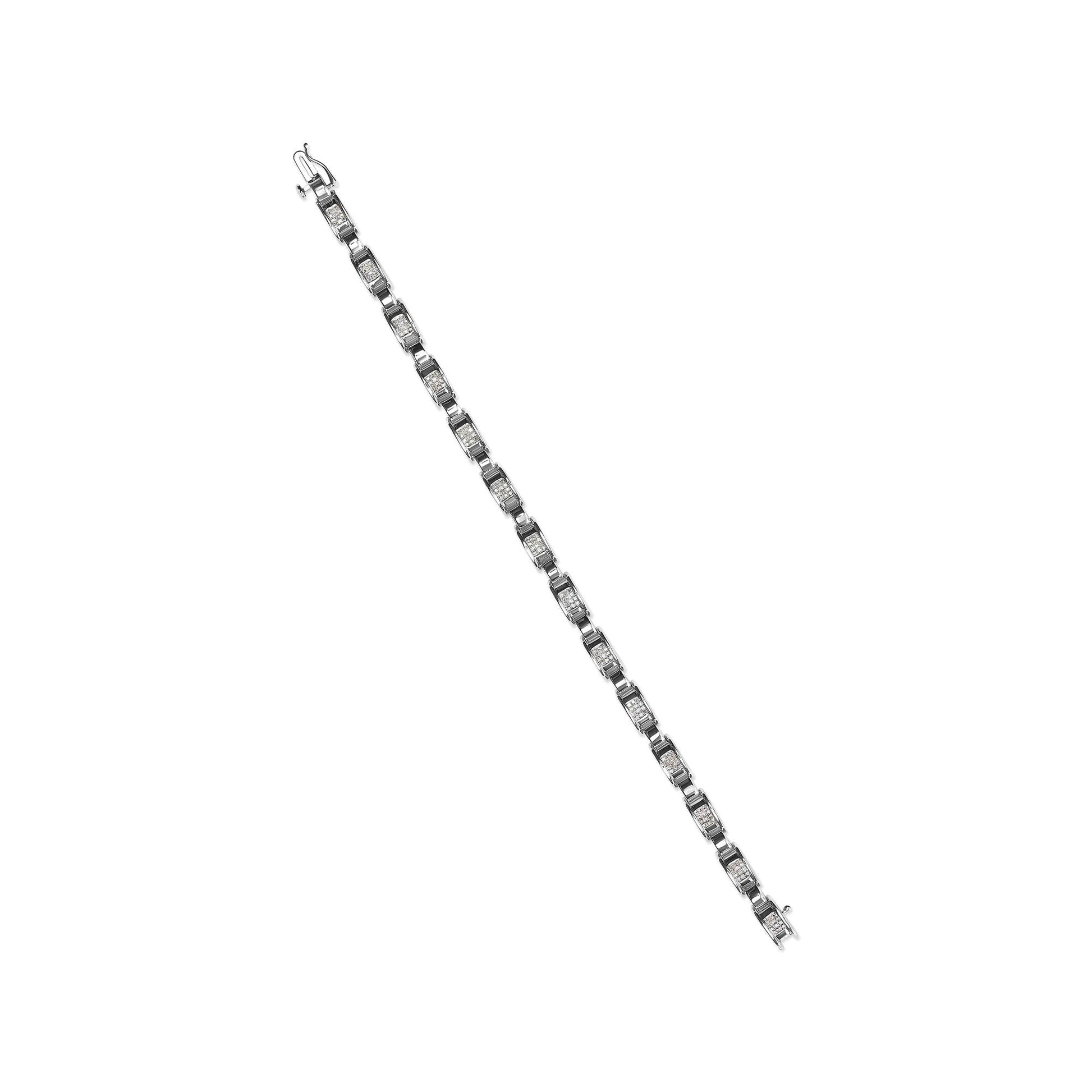 14K White Gold 1.00 Cttw Princess-Cut Diamond Link Bracelet (I-J Color, I1-I2 Clarity) - Size 7.25-4
