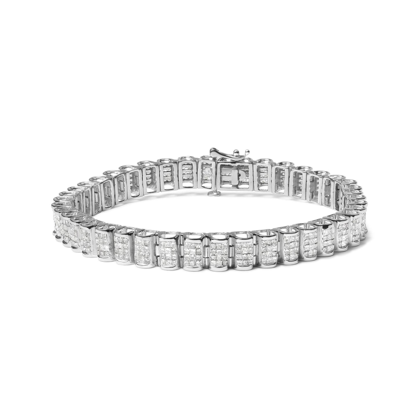 14K Gold 5.00 Cttw Square Princess Cut White Diamond Rectangular Invisible Set Link Tennis Bracelet (H-I Color, SI2-I1 Clarity) - 7.5” Inches-0