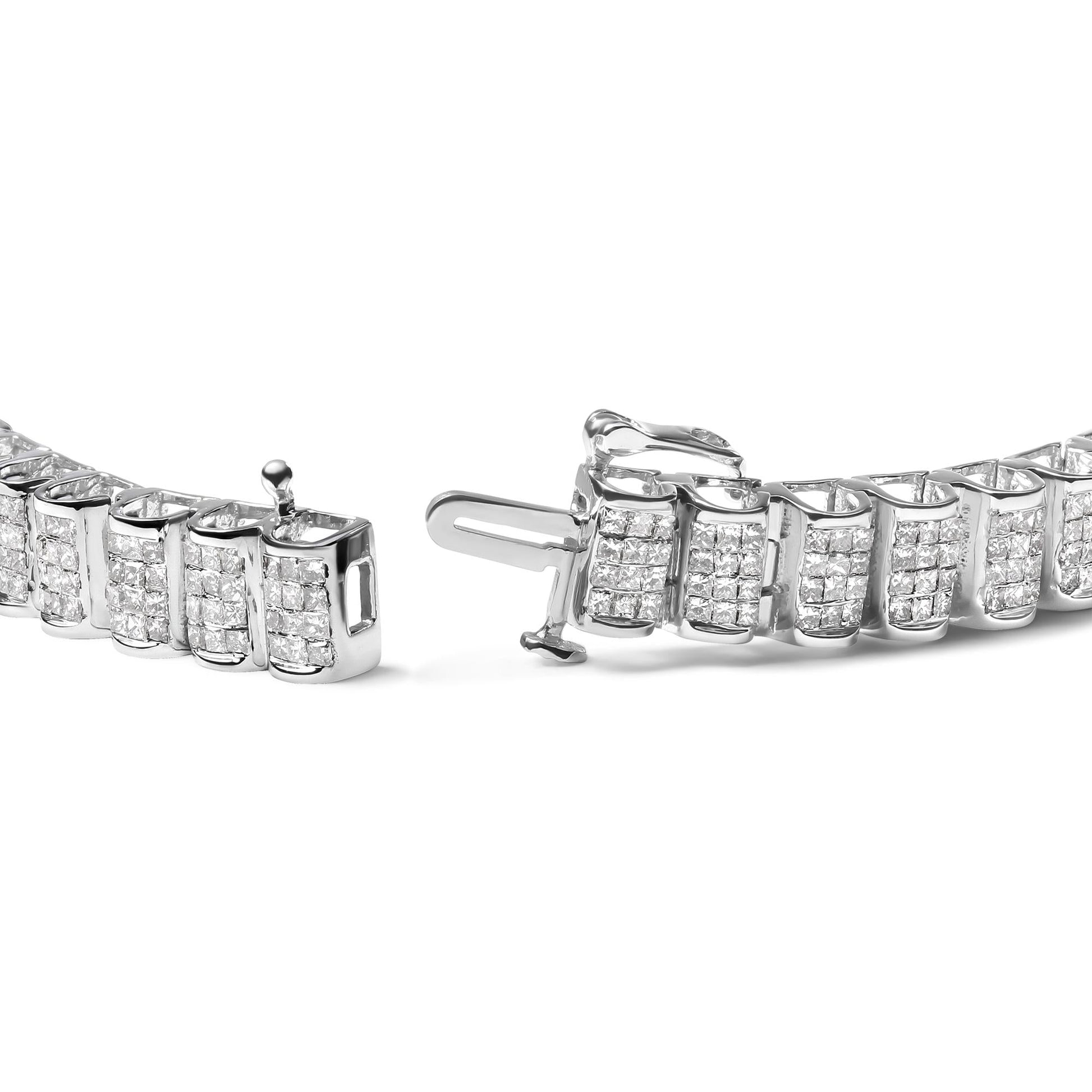 14K Gold 5.00 Cttw Square Princess Cut White Diamond Rectangular Invisible Set Link Tennis Bracelet (H-I Color, SI2-I1 Clarity) - 7.5” Inches-2