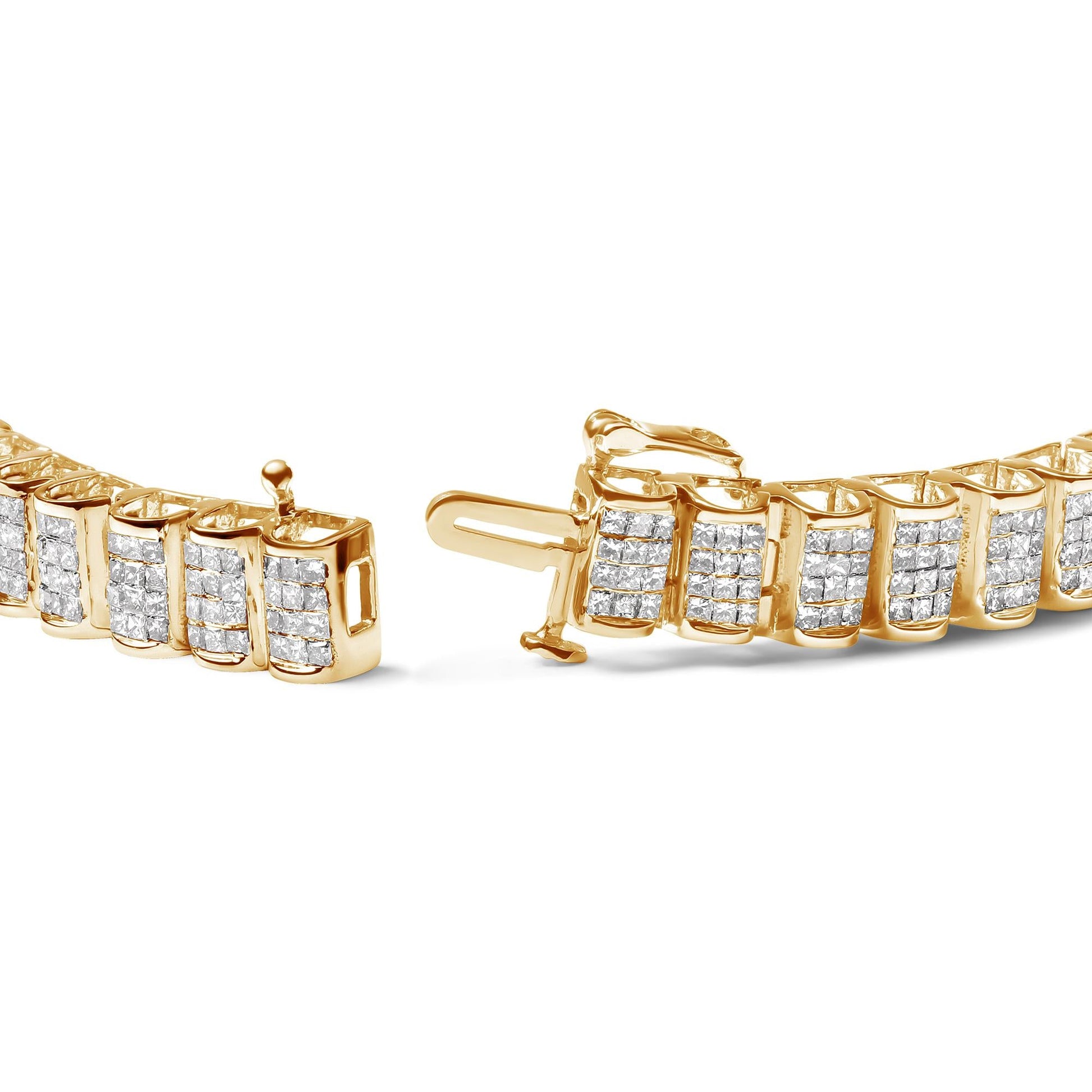 14K Gold 5.00 Cttw Square Princess Cut White Diamond Rectangular Invisible Set Link Tennis Bracelet (H-I Color, SI2-I1 Clarity) - 7.5” Inches-3