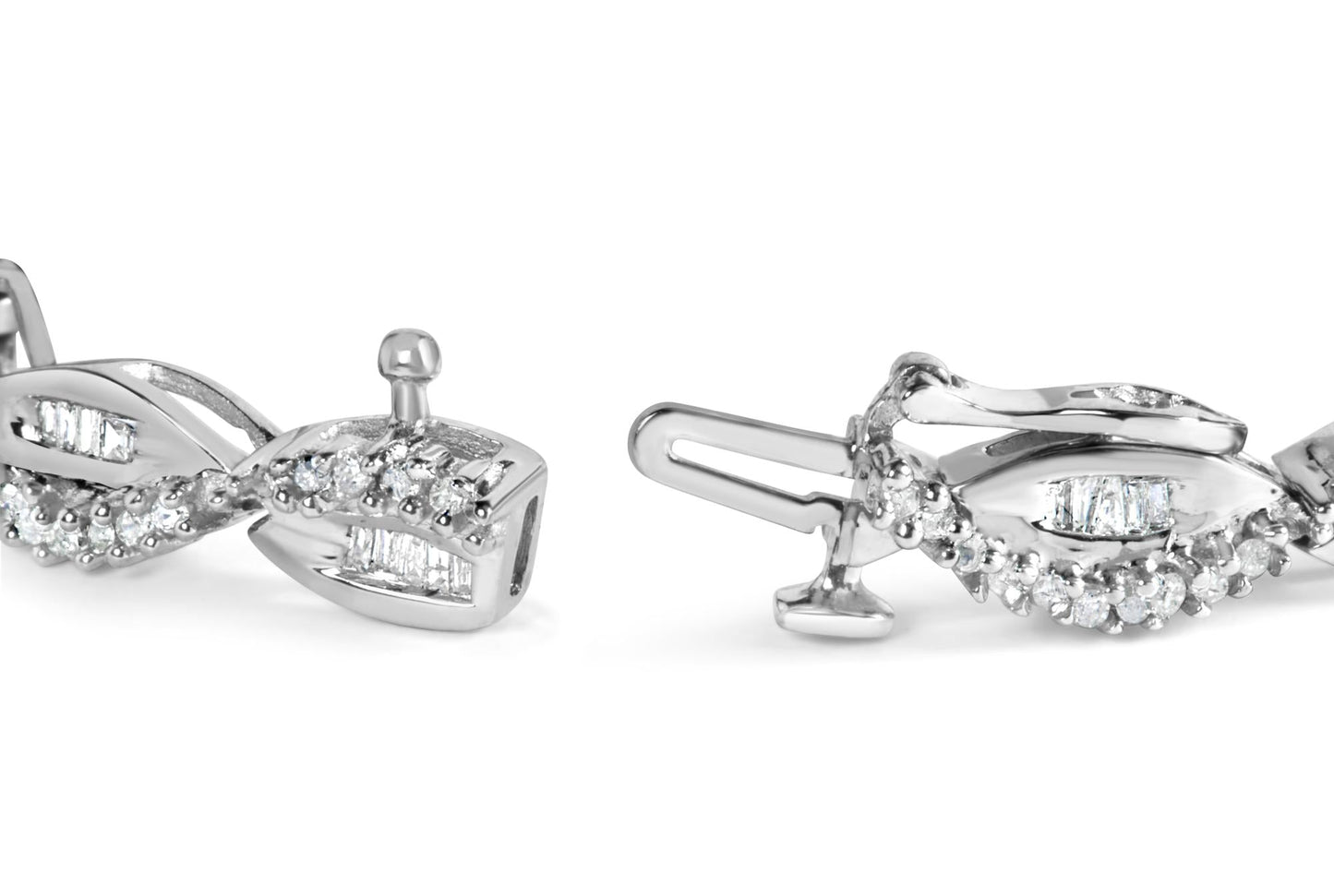 14K White Gold 2.00 Cttw Diamond Swirl and Pear Shape Link Bracelet (I-J Color, I2-I3 Clarity) - 7"-1