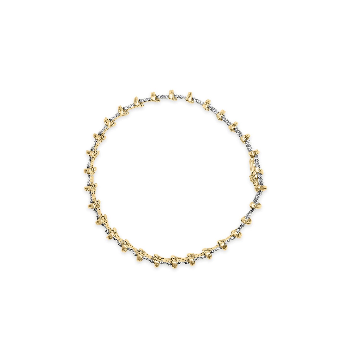 10K Yellow Gold Plated .925 Sterling Silver 2.0 Cttw Round Diamond Cluster "X" Shaped Link Bracelet (H-I Color, I3 Clarity) - 7"-3