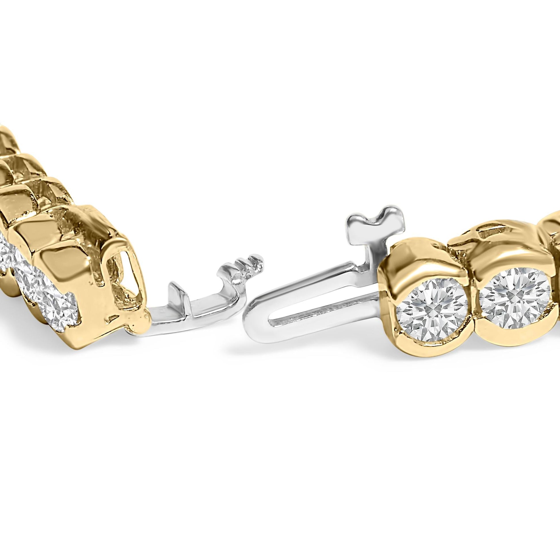 14K Yellow Gold 8.00 Cttw Half Bezel Set Diamond Tennis Bracelet (H-I Color, SI2-I1 Clarity) - 7" Inches-1