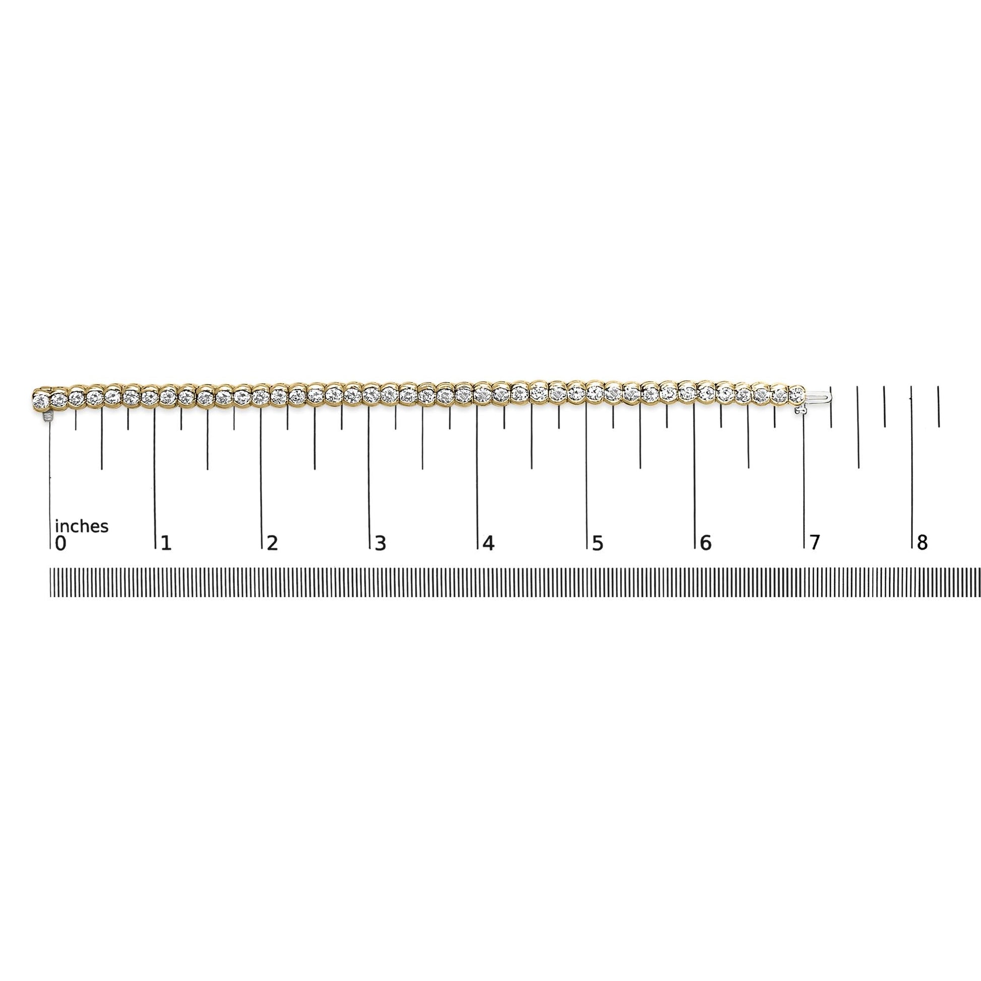 14K Yellow Gold 8.00 Cttw Half Bezel Set Diamond Tennis Bracelet (H-I Color, SI2-I1 Clarity) - 7" Inches-4
