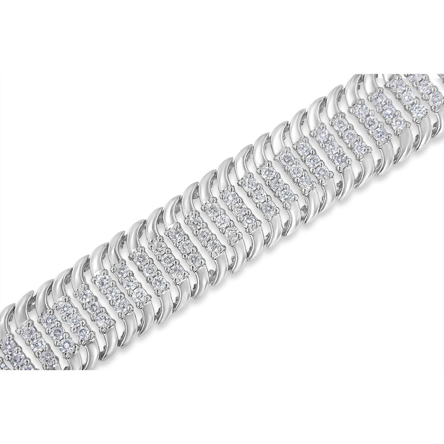 14K White Gold 5.0 Cttw Round Brilliant Cut Diamond 7" S Wave Serpentine Tennis Bracelet (H-I Color, I1-I2 Clarity)-3