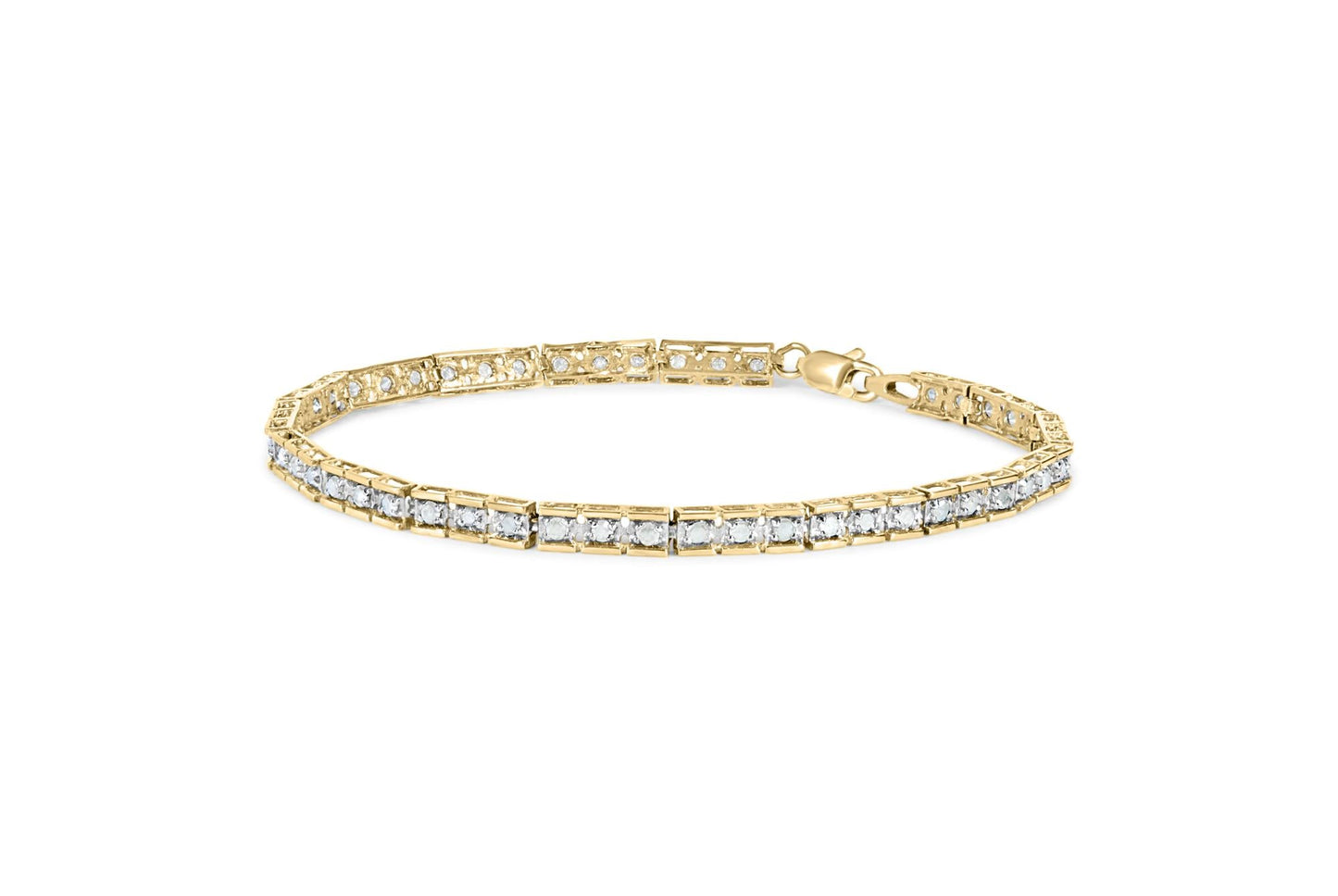 10K Yellow Gold 1.0 Cttw Round Diamond Pave Link Bracelet-0