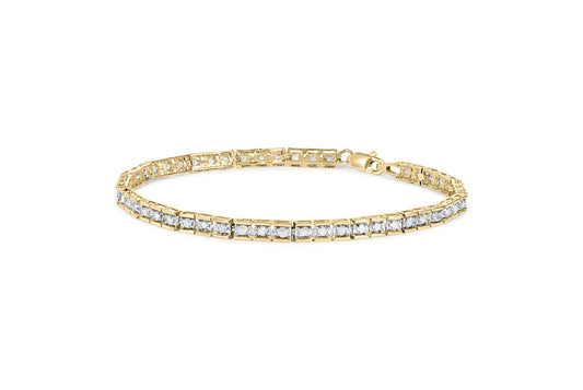 10K Yellow Gold 1.0 Cttw Round Diamond Pave Link Bracelet-0