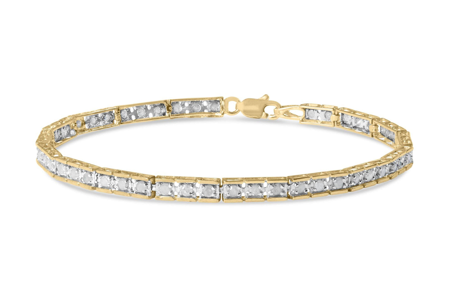 10K Yellow Gold 1.0 Cttw Round Diamond Pave Link Bracelet-1