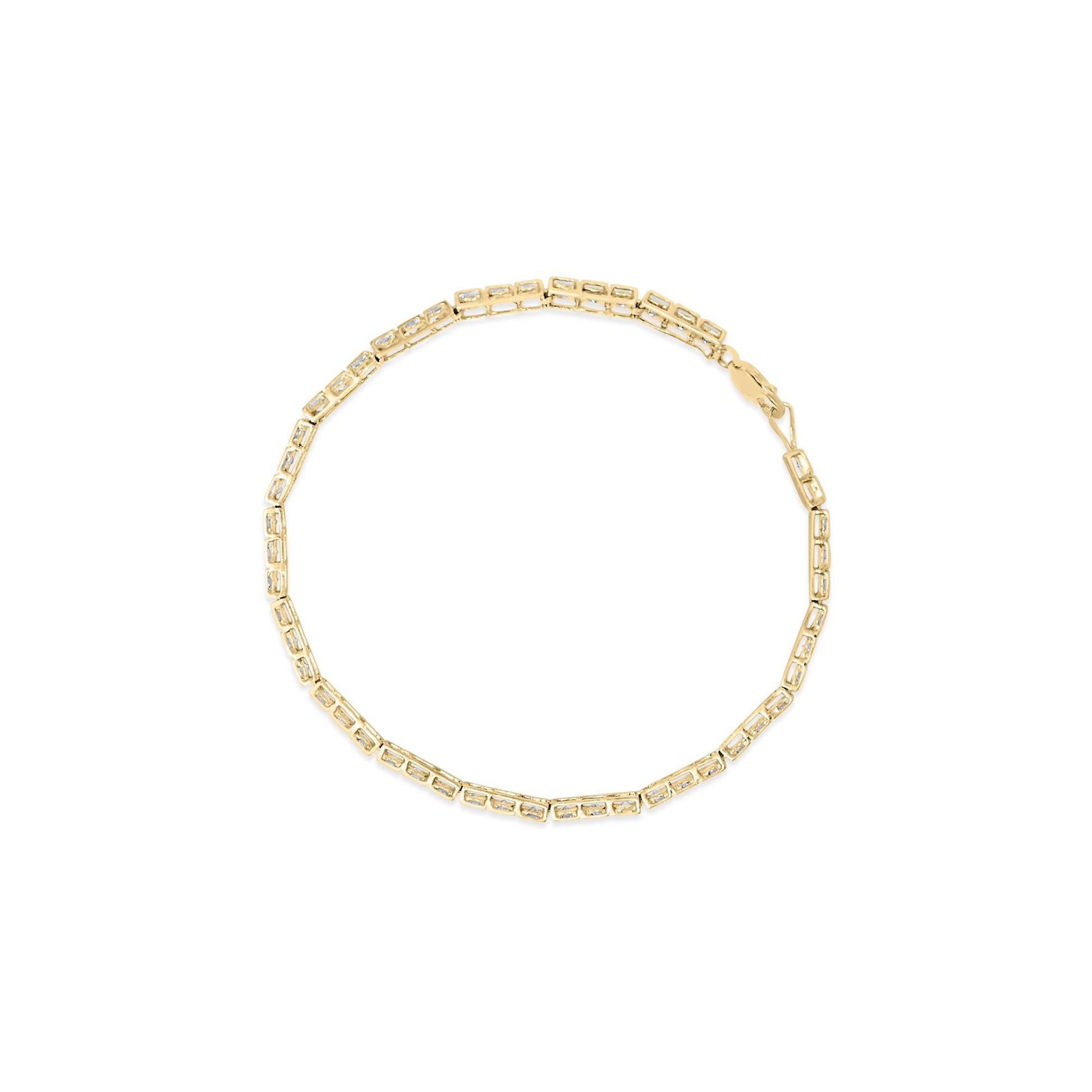 10K Yellow Gold 1.0 Cttw Round Diamond Pave Link Bracelet-3