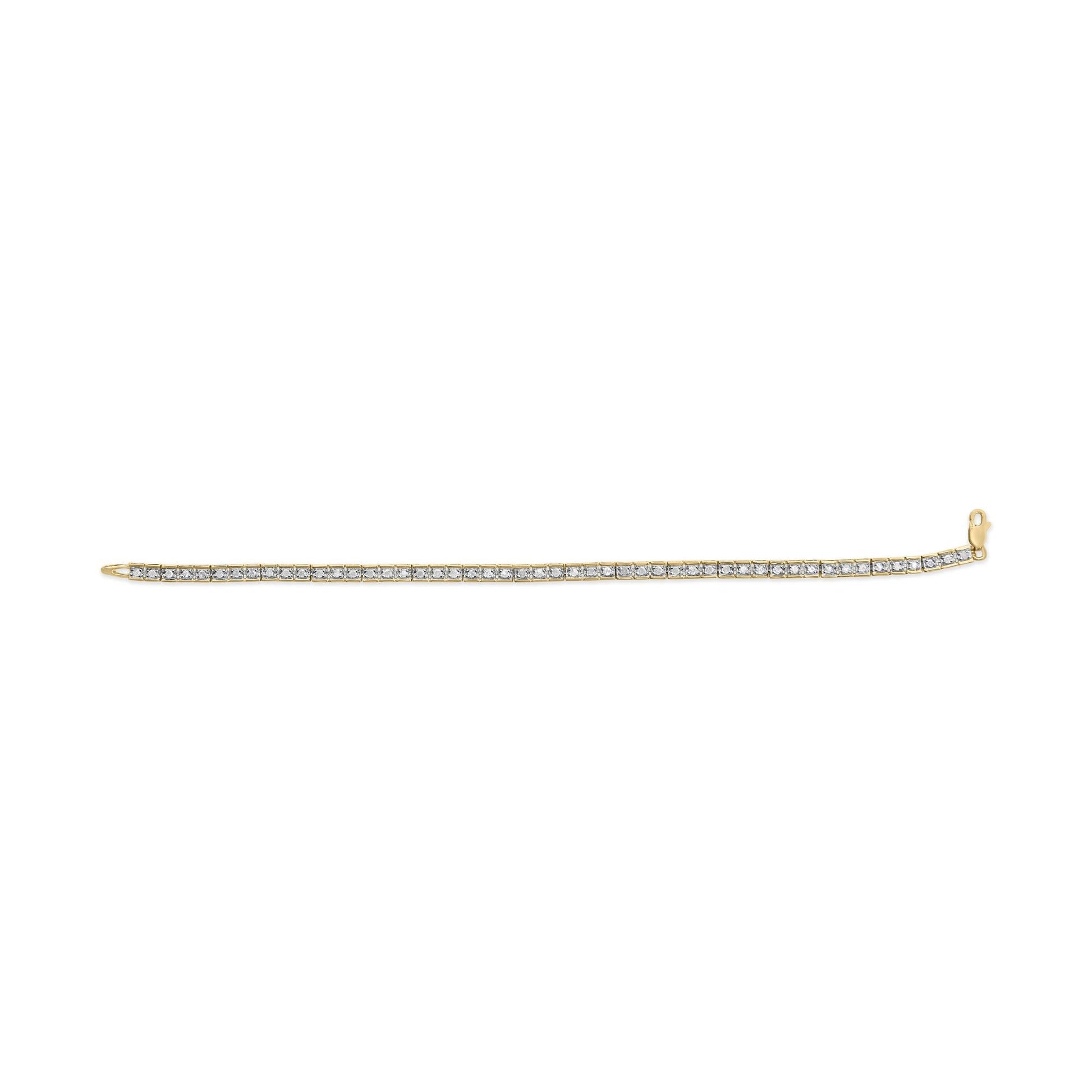 10K Yellow Gold 1.0 Cttw Round Diamond Pave Link Bracelet-4