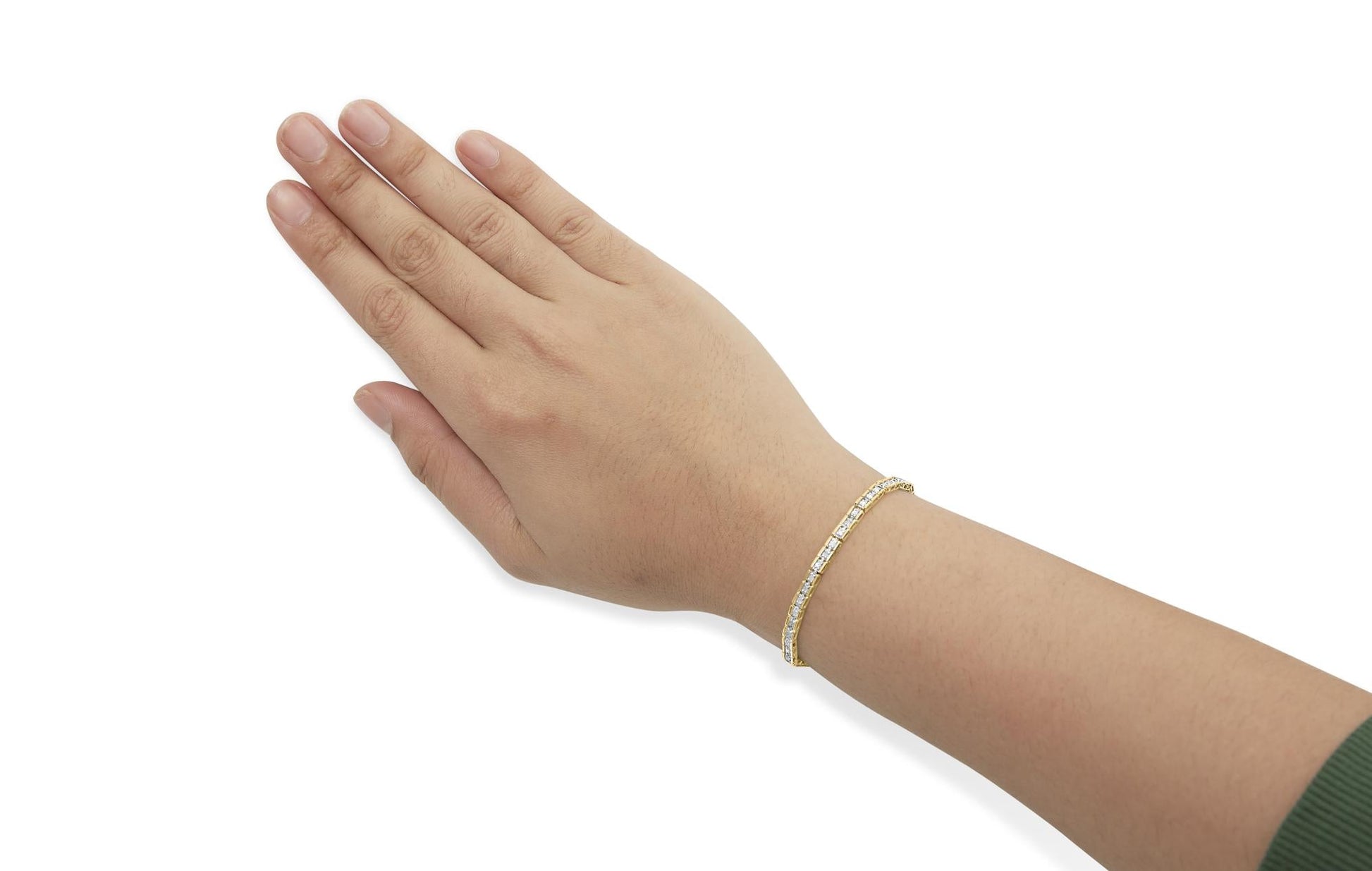 10K Yellow Gold 1.0 Cttw Round Diamond Pave Link Bracelet-2