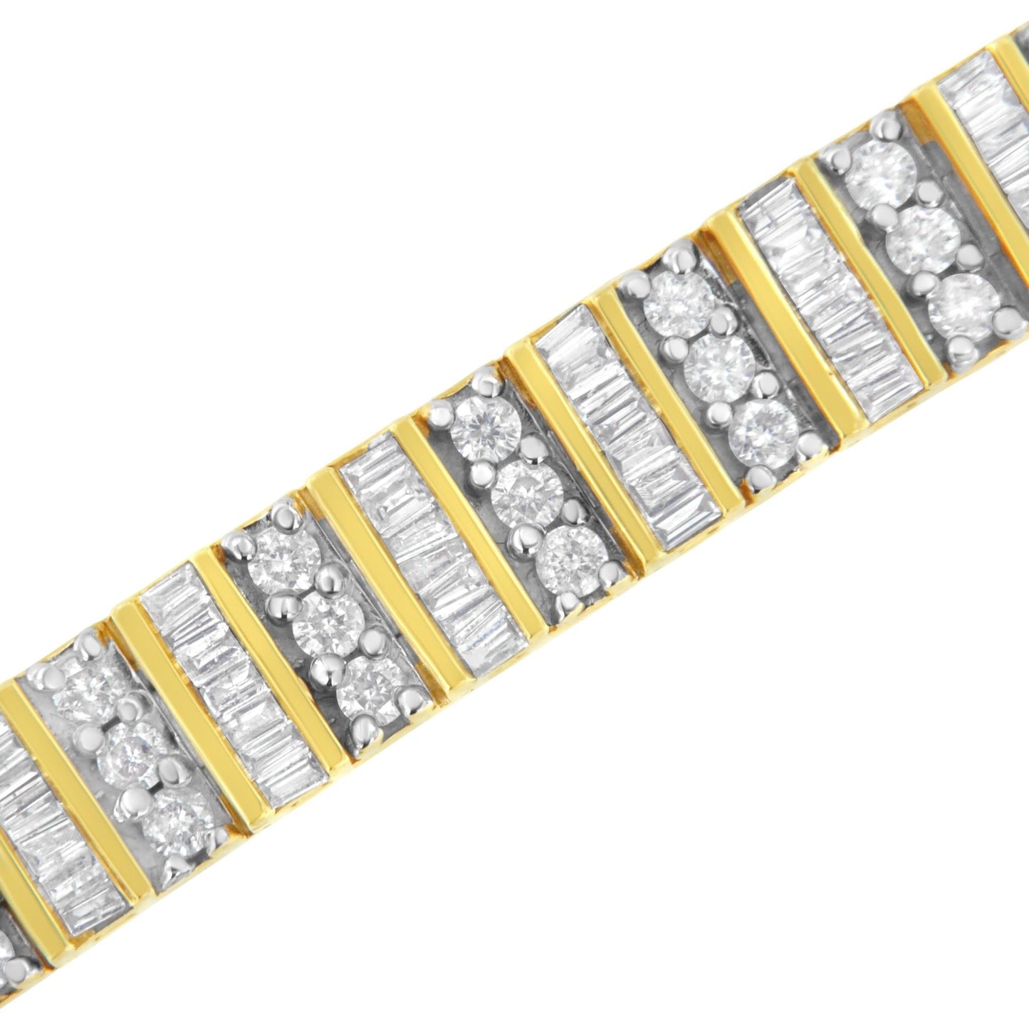 14K Yellow Gold Round and Baguette-Cut Diamond Bracelet (5.50 cttw, H-I Color, I1-I2 Clarity)-4