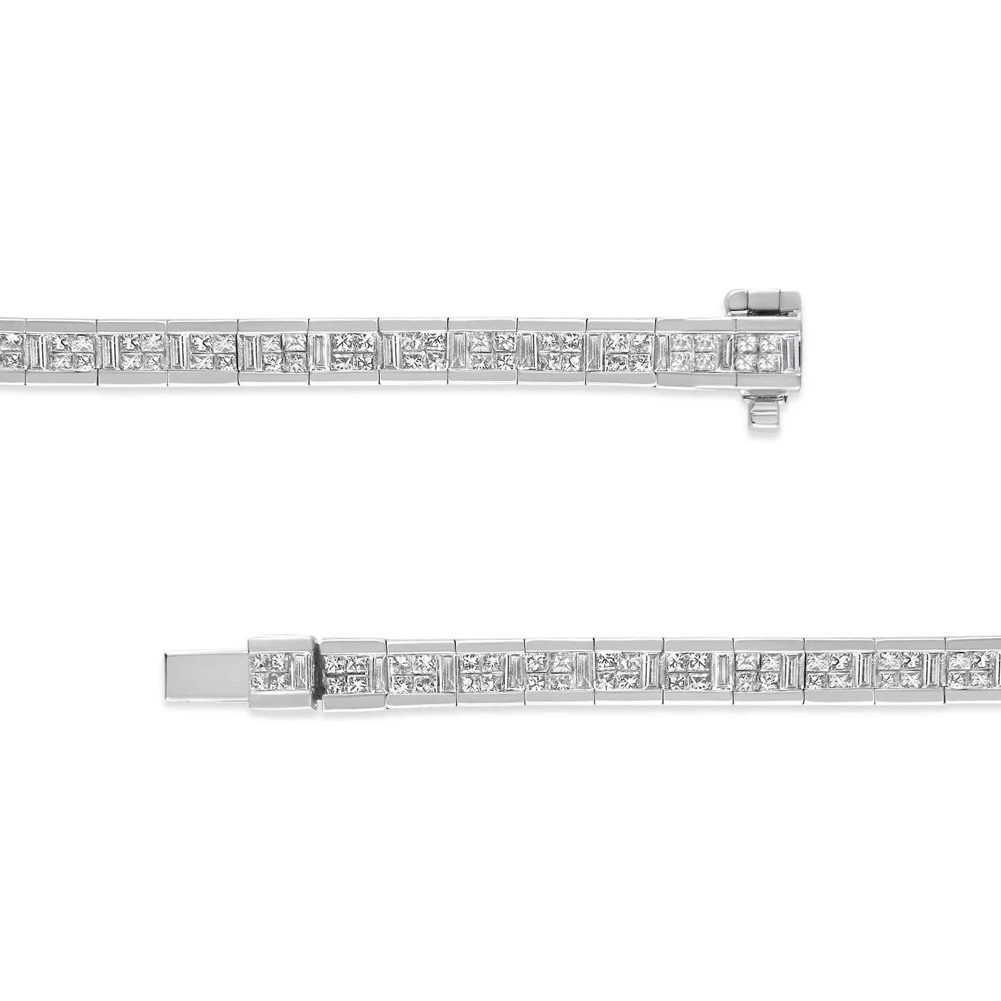 14K White Gold 4 3/8 Cttw Alternating Invisible Set Princess and Baguette Diamond Tennis Bracelet (G-H Color, VS1-VS2 Clarity) - Size 7"-4
