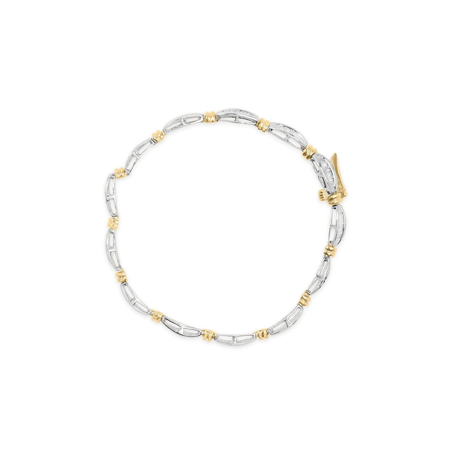 10K Two-Tone Gold 2.0 Cttw Baguette Diamond Channel Link Bracelet-3