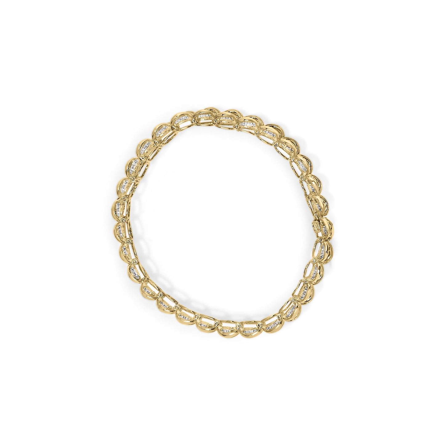 10K Yellow Gold 4.00 Cttw Pave Diamond Classic Link 7" Bracelet (I-J Color, I2-I3 Clarity)-3